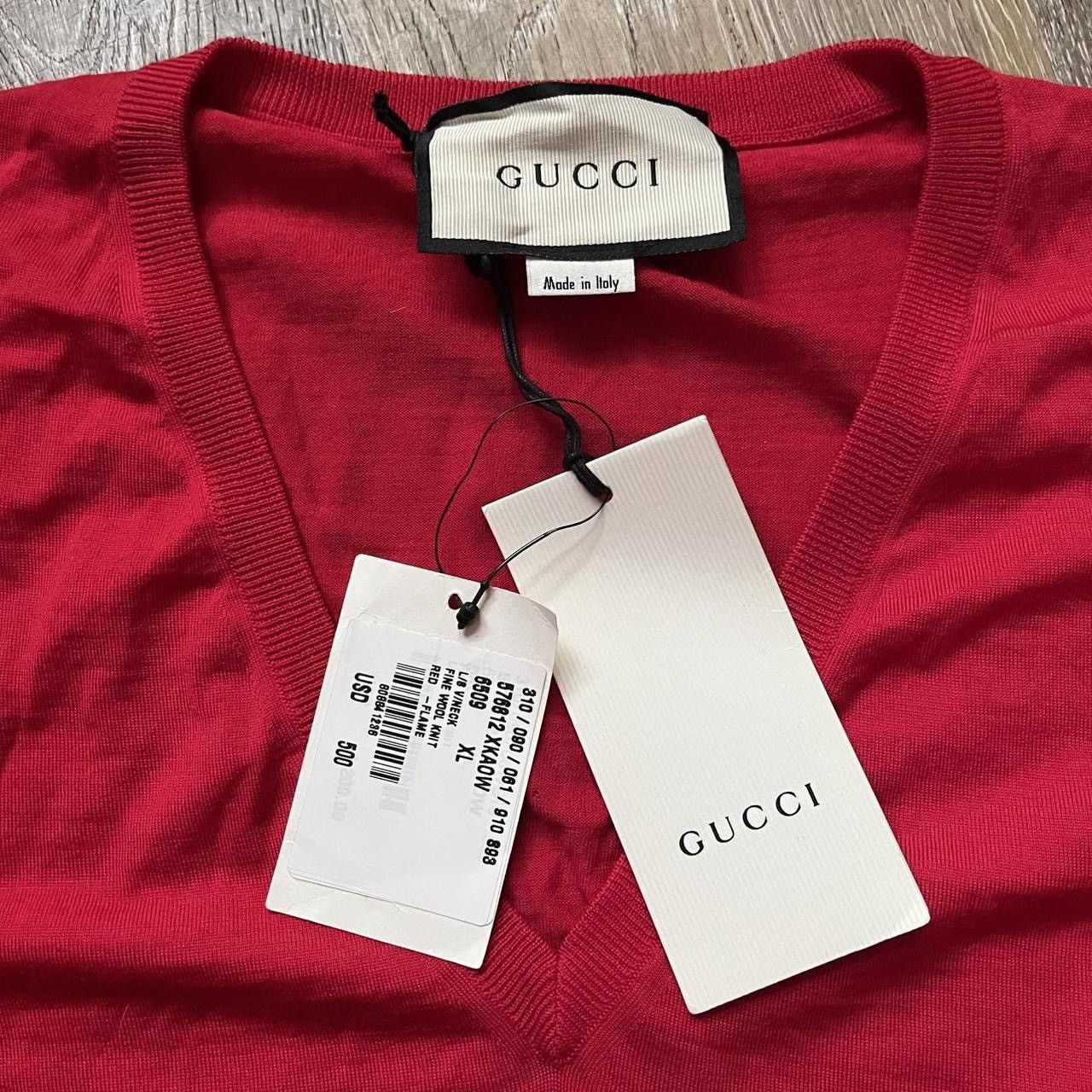 Gucci gucci GG logo red wool sweater Size US XL / EU 56 / 4 - 8 Thumbnail
