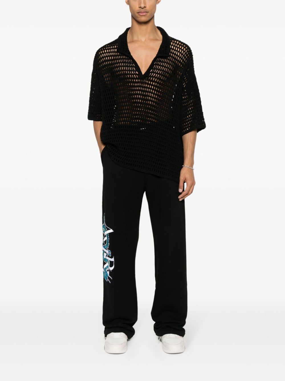 Amiri oc11z0225 CNY Dragon Cotton Track Pant in Black Size US 34 / EU 50 - 2 Thumbnail