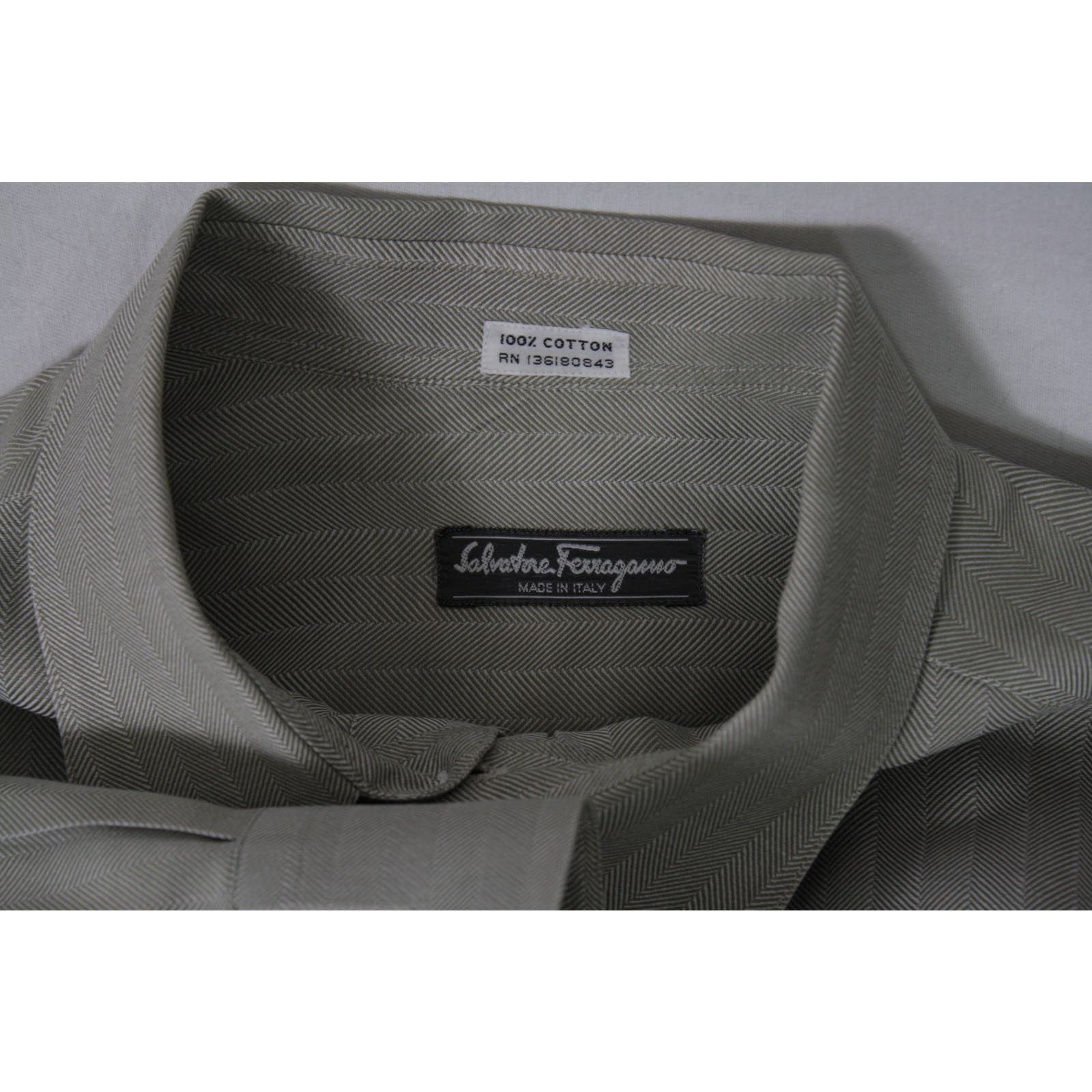 Salvatore Ferragamo Vintage Salvatore Ferragamo Herringbone Button Up Shirt XXL Size US XXL / EU 58 / 5 - 6 Thumbnail