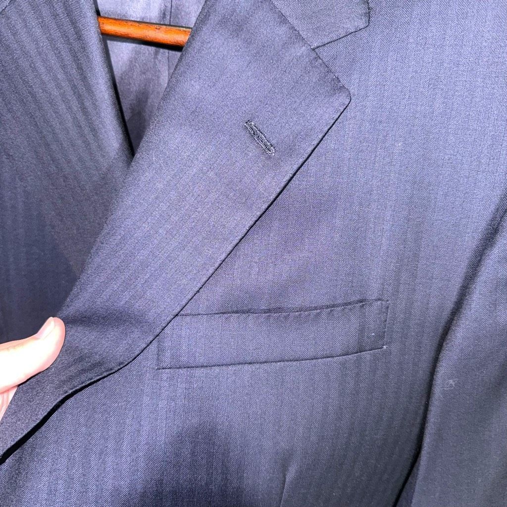 Oxxford Clothes Navy Oxxford Clothes Bespoke 3 Roll 2 Suit Jacket Size 46R Size 46R - 4 Thumbnail