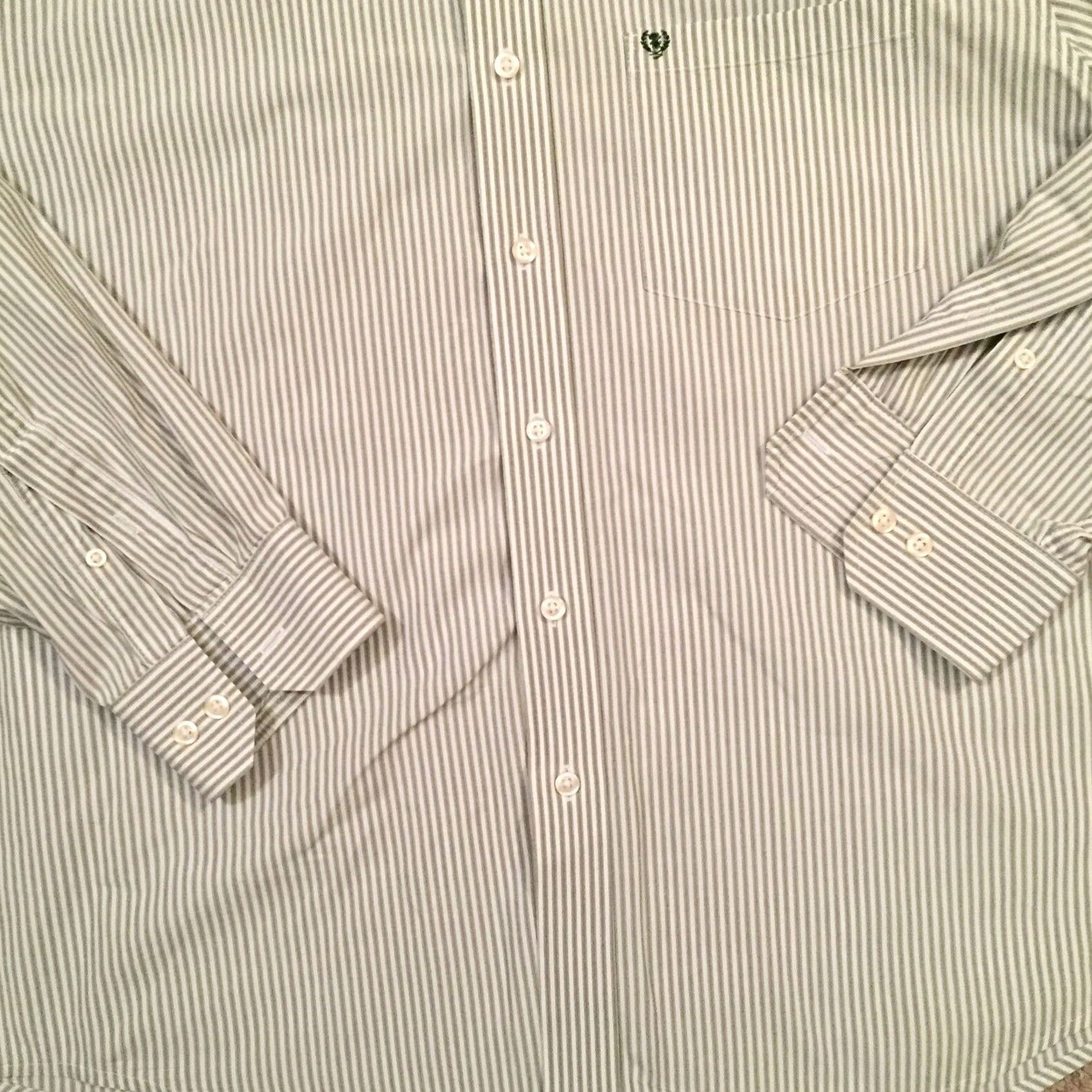 Izod IZOD Shirt Mens Large Green Striped Long Sleeve Button Down Size US L / EU 52-54 / 3 - 4 Thumbnail