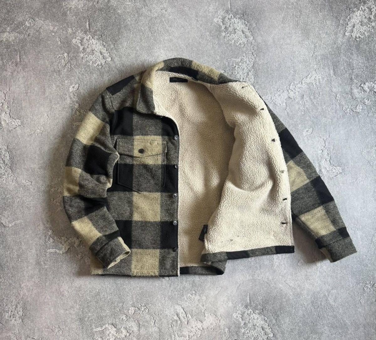 Allsaints Drexel Sherpa lined flannel plaid Chekered jacket