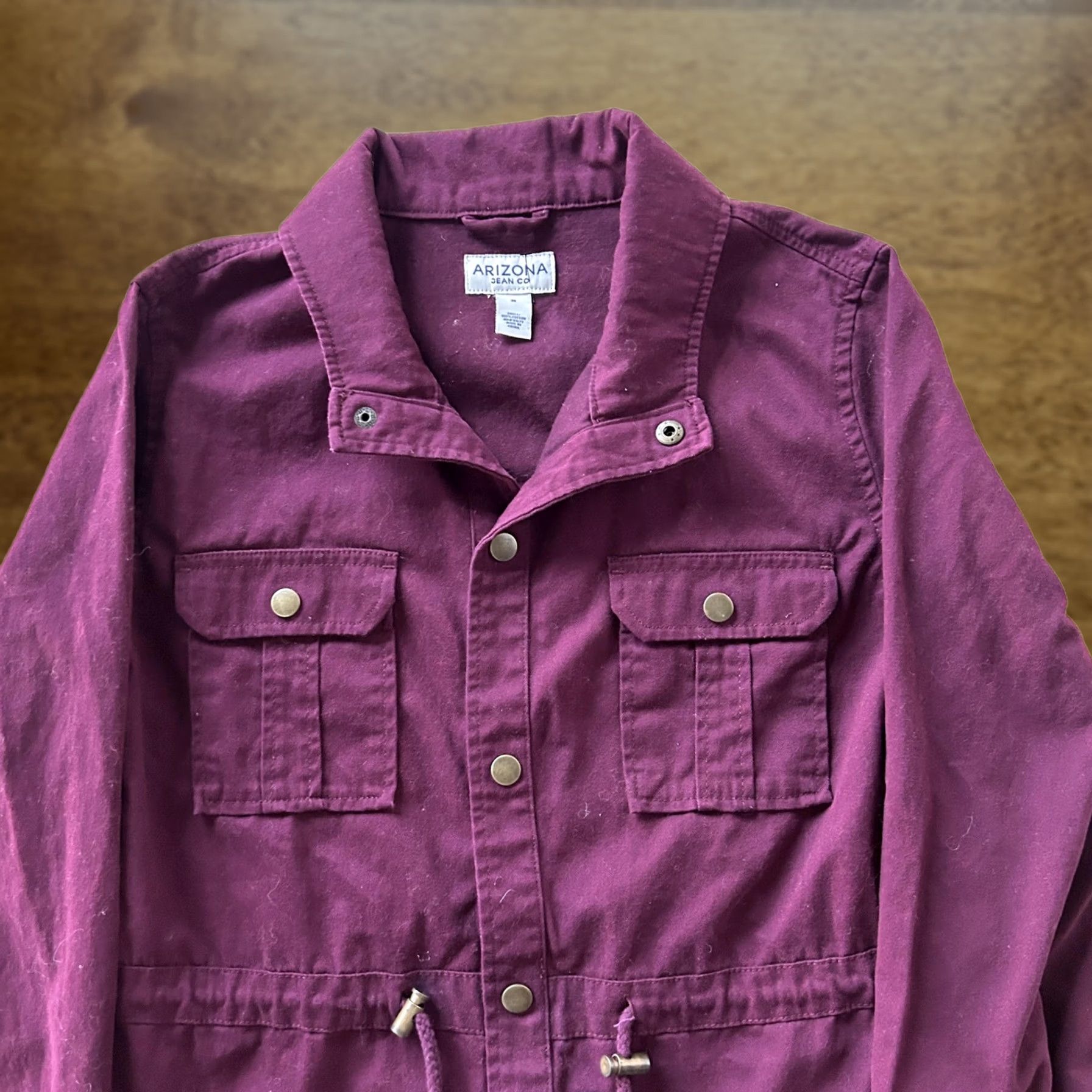 Vintage Arizona Jean Co Jacket Womens Medium Purple Twill Anorak Snap Front Pockets Size 32" / US 10 / IT 46 - 1 Thumbnail