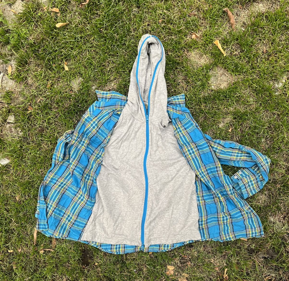 Japanese Brand Flannel Double Layer Patchwork Hoodie Sweater Y2K Style Vtg Size US M / EU 48-50 / 2 - 3 Thumbnail