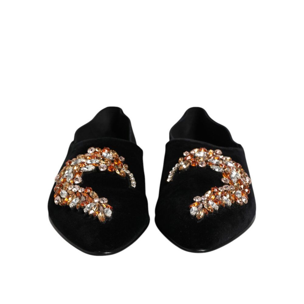 Dolce & Gabbana Dolce & Gabbana Black Velvet Embellished Loafer Slip On Shoe Size US 10 / EU 43 - 2 Thumbnail