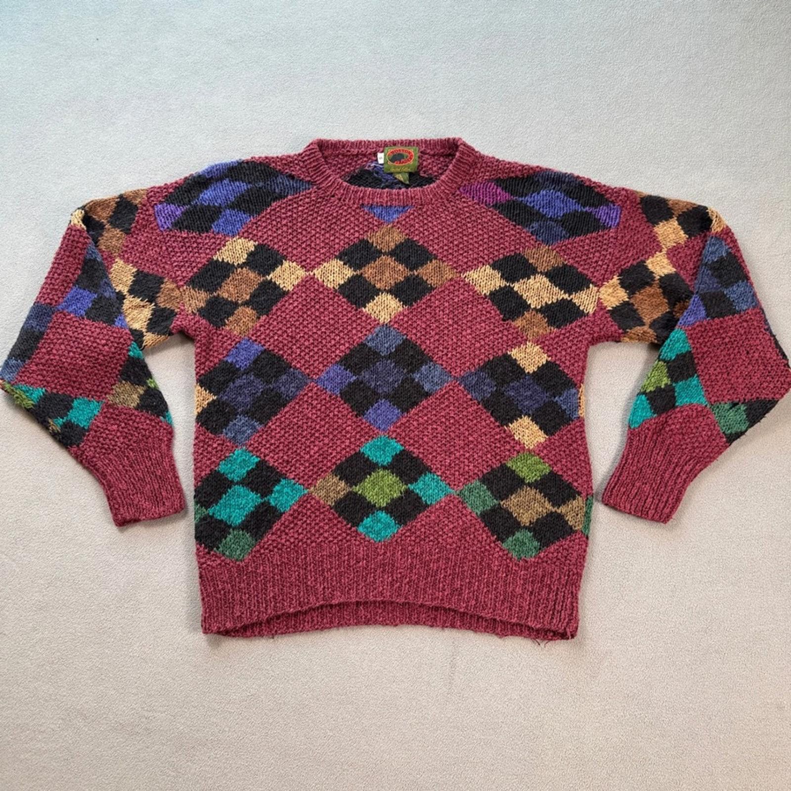 Boston Traders Boston Traders Mens Argyle Knit Sweater Chunky Burgundy Size US S / EU 44-46 / 1 - 1 Thumbnail