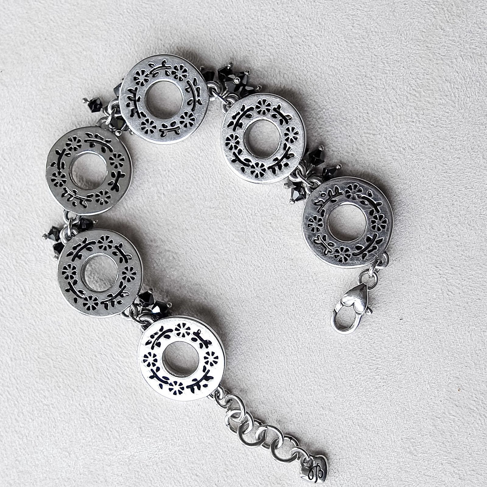 Brighton Vintage Brighton Circle Disk Link Bracelet Black with Beads Size ONE SIZE - 4 Thumbnail