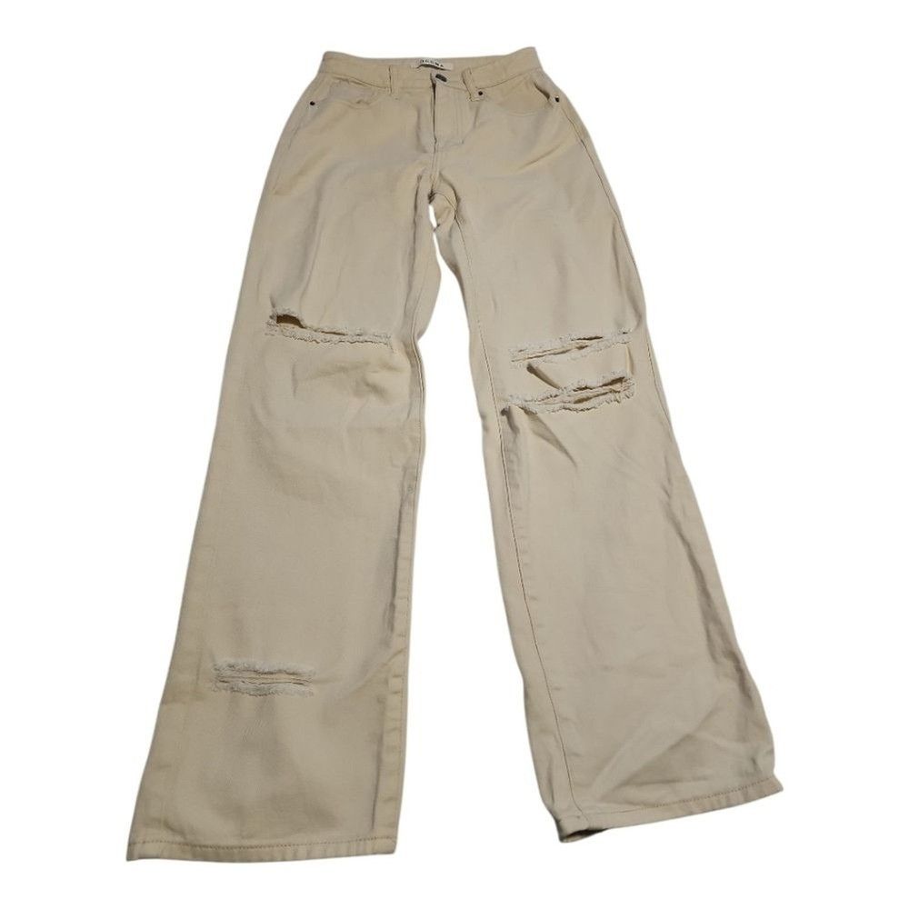 Other Dogma Wide Leg Distressed Jeans Women 25 Cream Streetwear Size 25" / US 0 / IT 36 - 8 Thumbnail