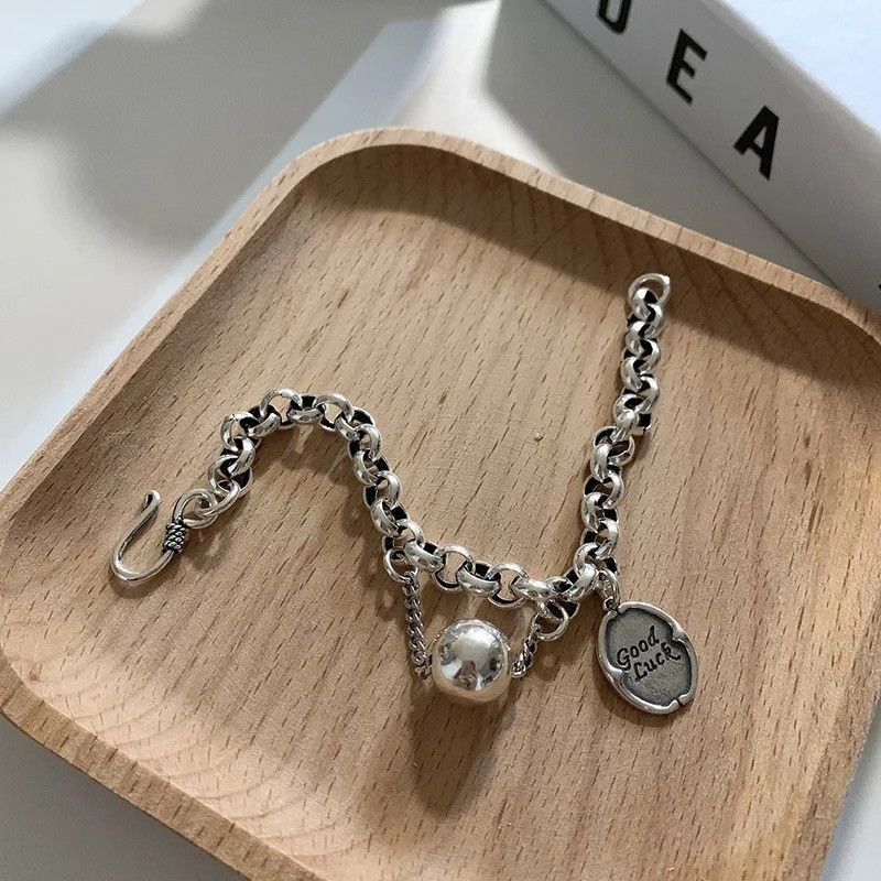 Jewelry 925 Sterling Silver Square Charms Bracelet Size ONE SIZE - 6 Thumbnail