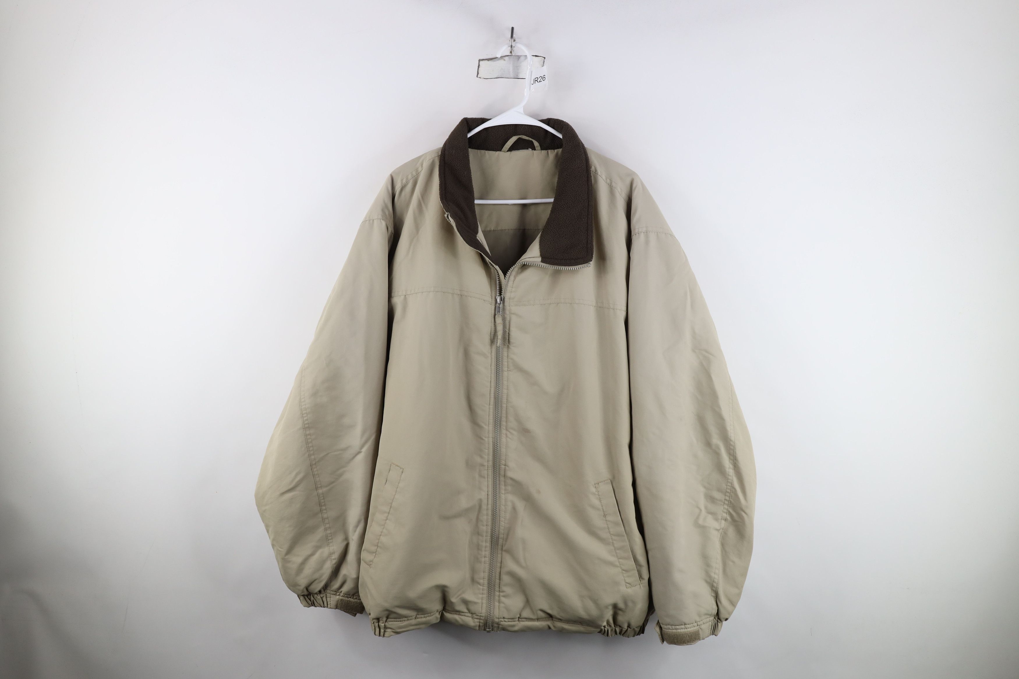 Vintage Vintage 90s Streetwear Blank Full Zip Bomber Jacket Beige Size US XXL / EU 58 / 5 - 1 Thumbnail