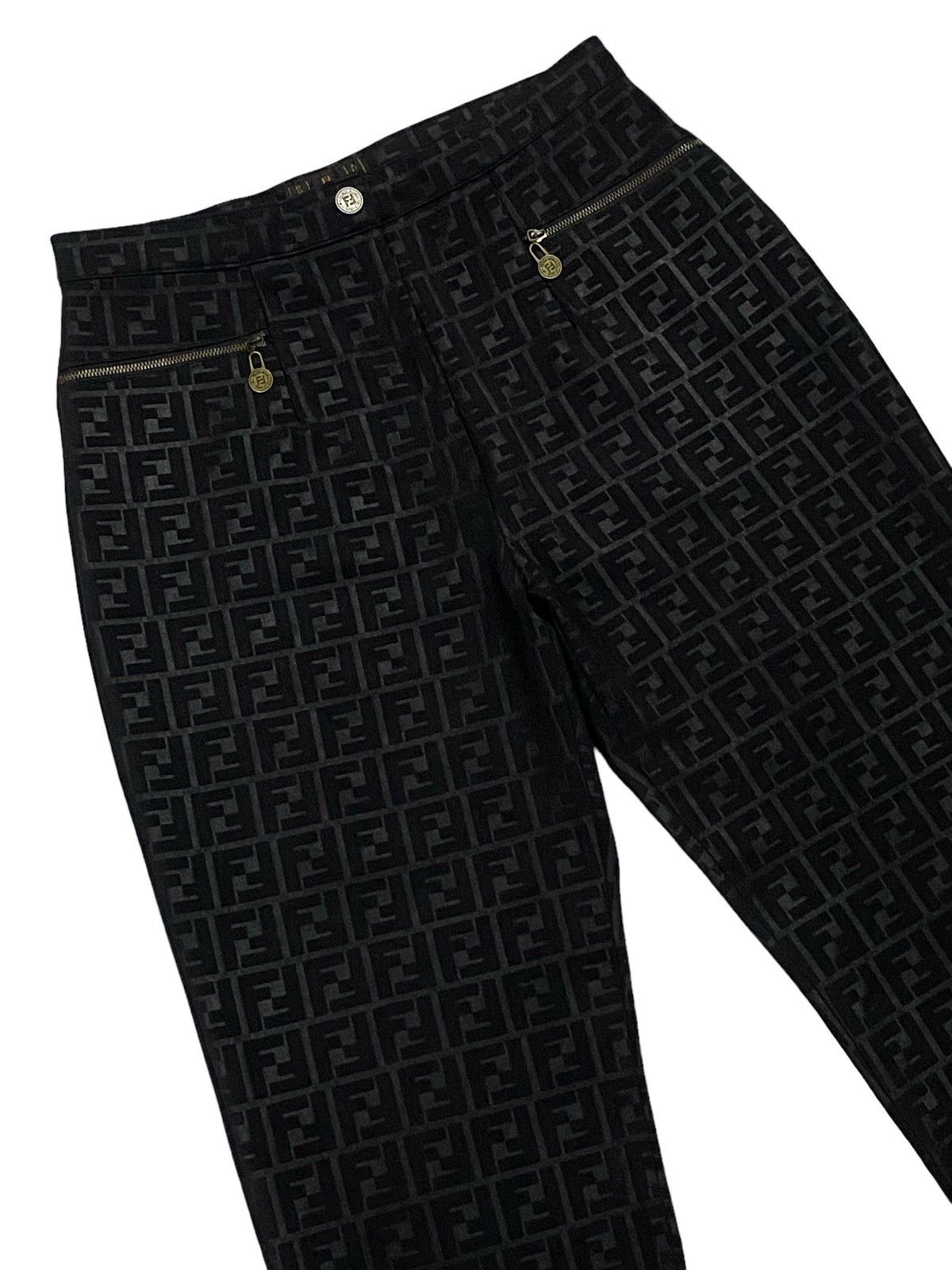 Fendi Vintage Fendi Zucca Monogram Stretch Black Pants Size US 29 - 17 Thumbnail