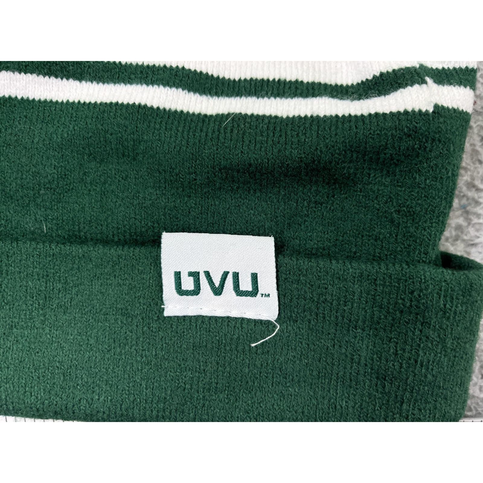 Vintage Utah Valley University Beanie Adult One Size Green Pom Knit Cotton Blend Size ONE SIZE - 2 Thumbnail