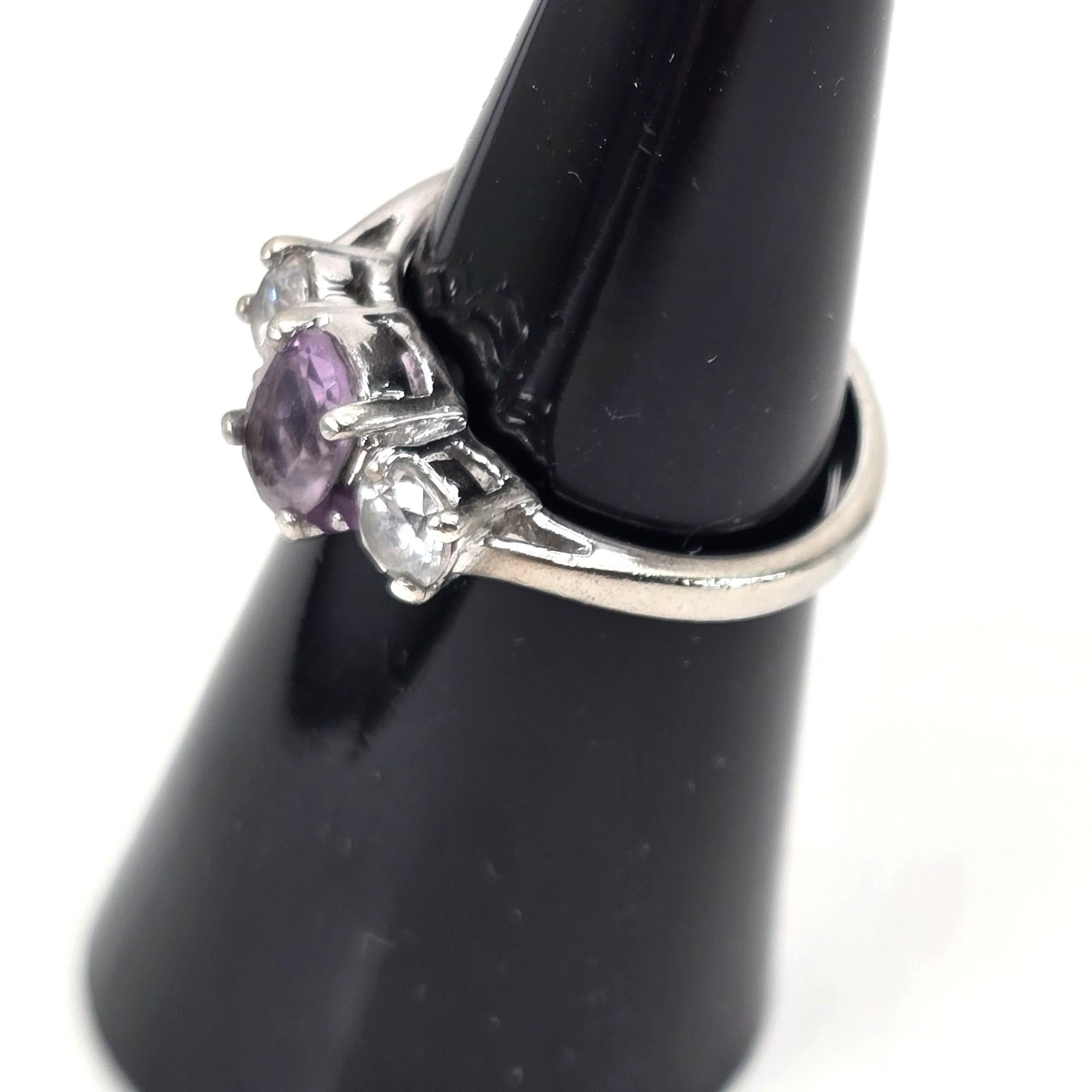 Other Amethyst & White Topaz Sterling Silver Ring Size 5.75 Elegan Size ONE SIZE - 15 Thumbnail