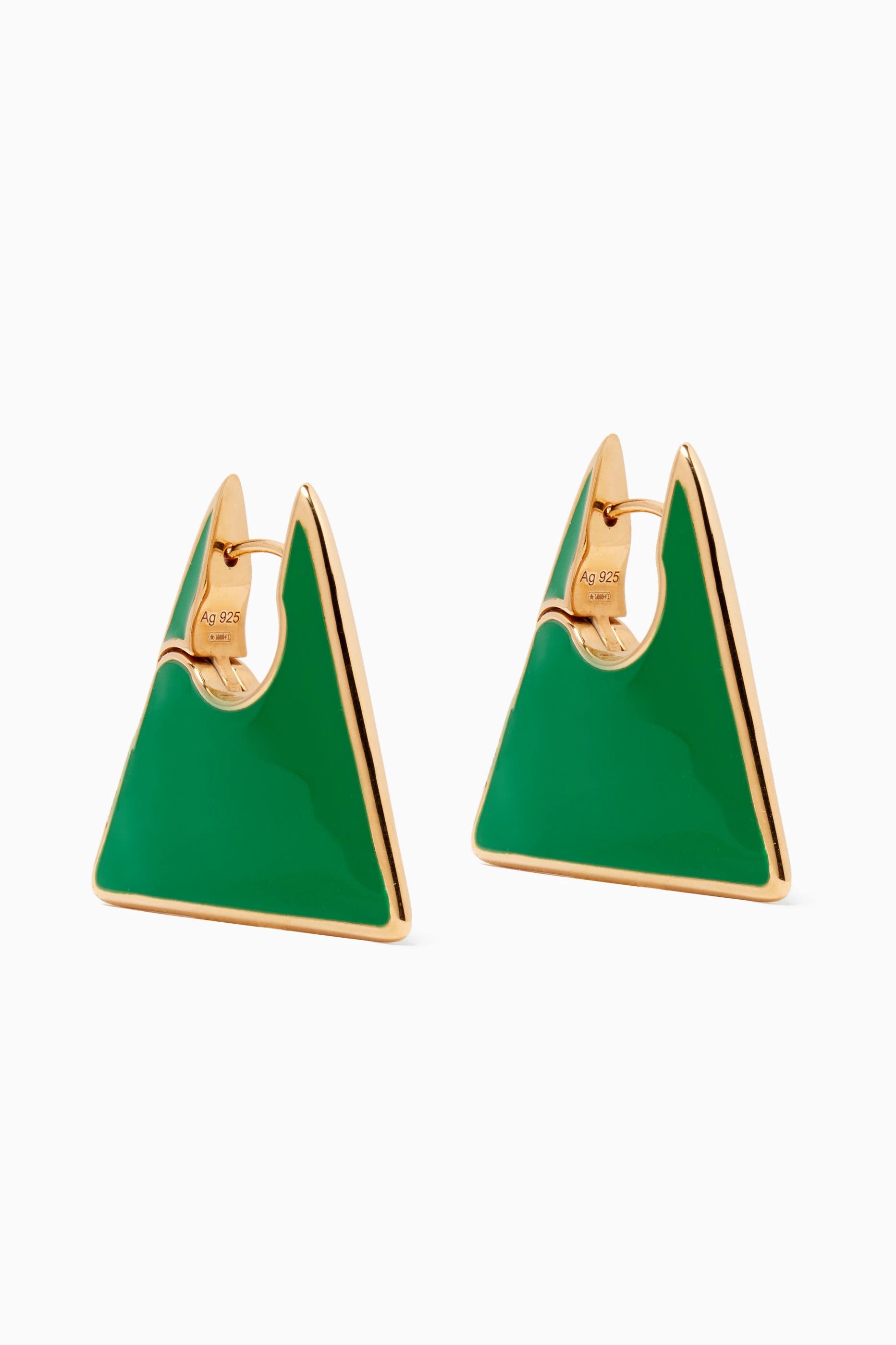 Bottega Veneta BOTTEGA VENETA green Triangle enamel & silver earrings q Size ONE SIZE - 1 Thumbnail