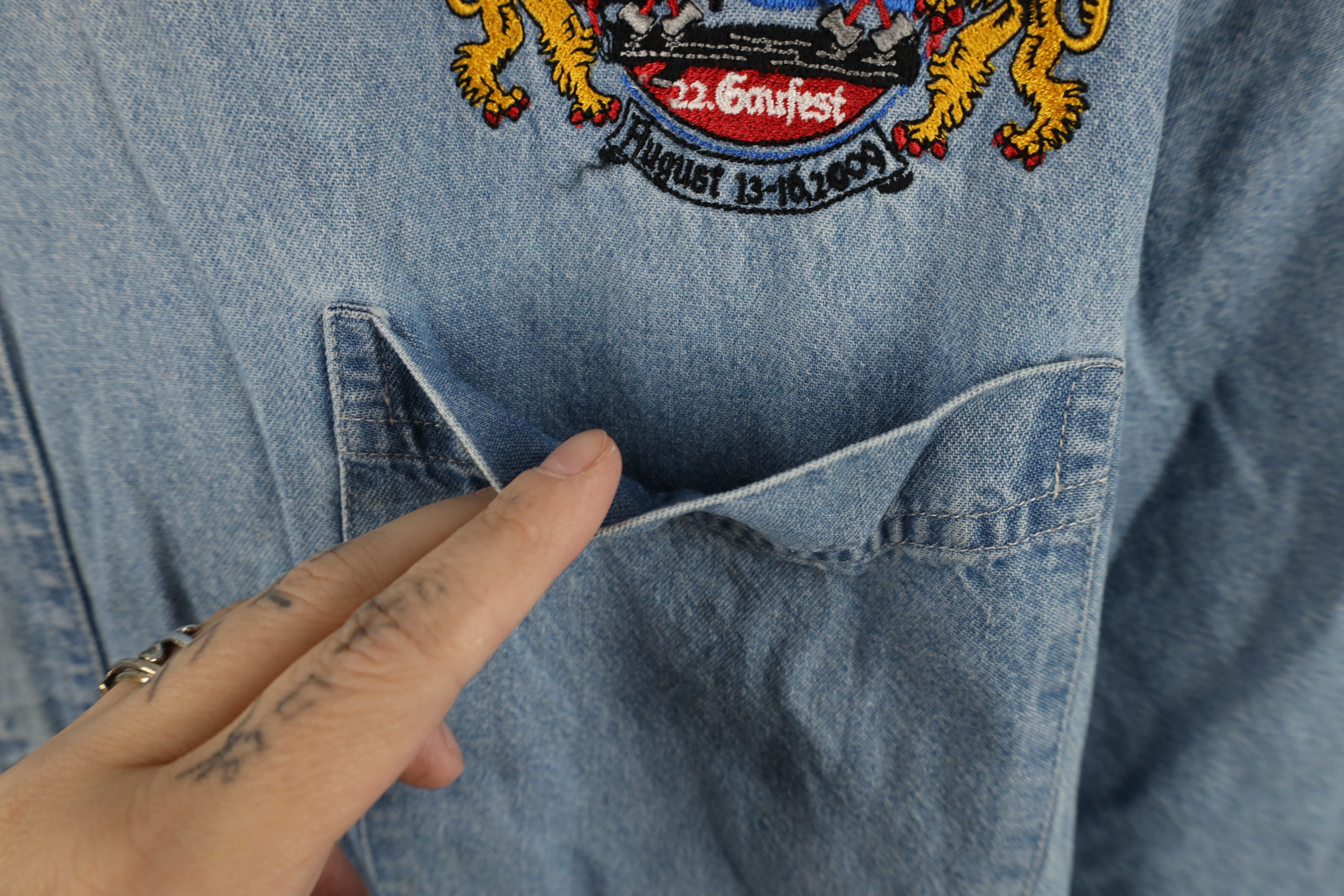 Vintage Vintage Y2K American Festival Denim Jean Button Down Shirt Size US XXL / EU 58 / 5 - 5 Thumbnail