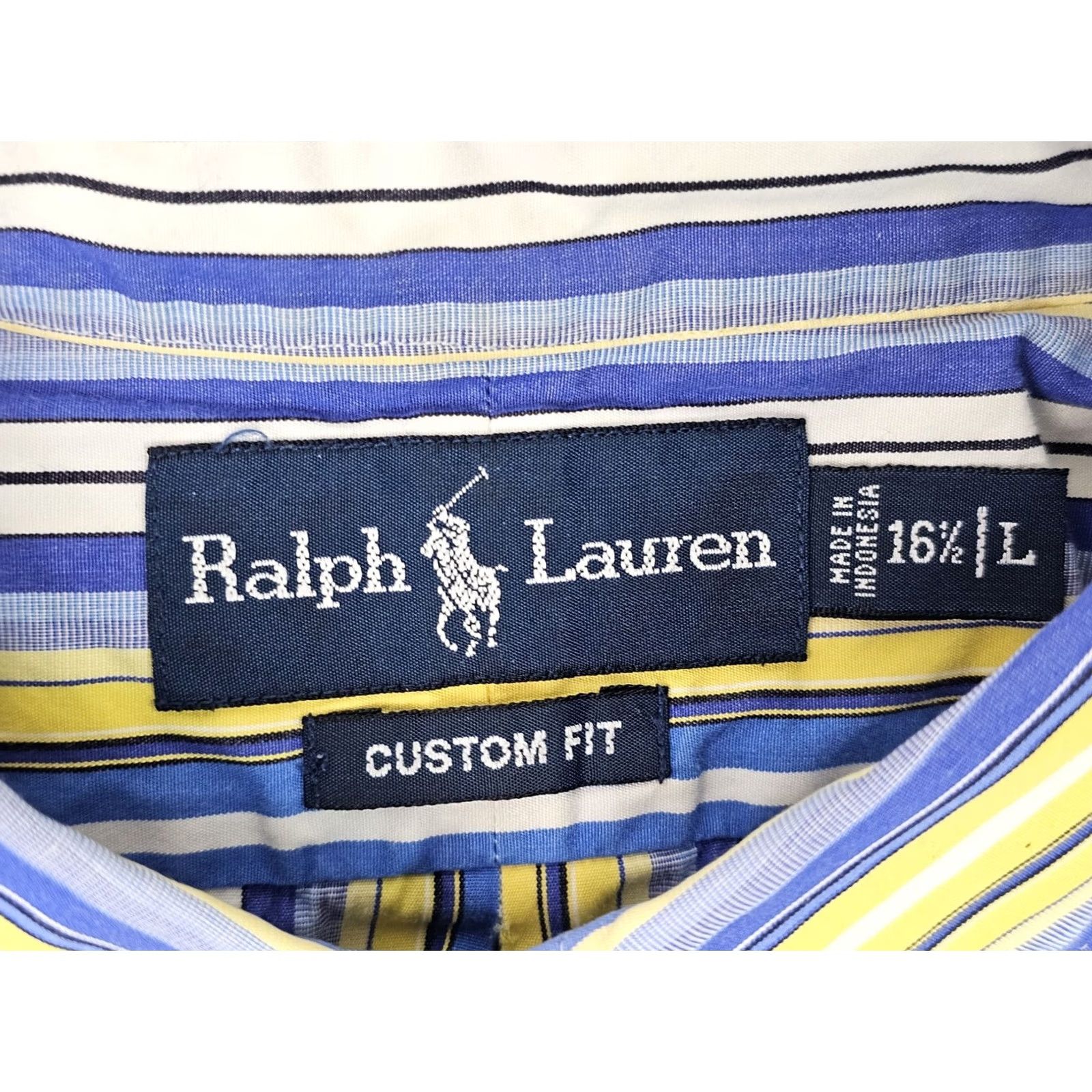 Polo Ralph Lauren Polo Ralph Lauren Button-Up Shirt Men L Custom Fit Stripe Blue Yellow Neck 16.5 Button-Down Sleeve Long Chrome? Size US L / EU 52-54 / 3 - 2 Thumbnail