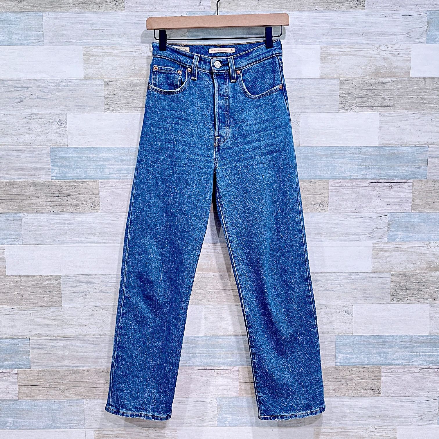 Levis Premium Ribcage Straight Ankle Jeans Blue Womens 24