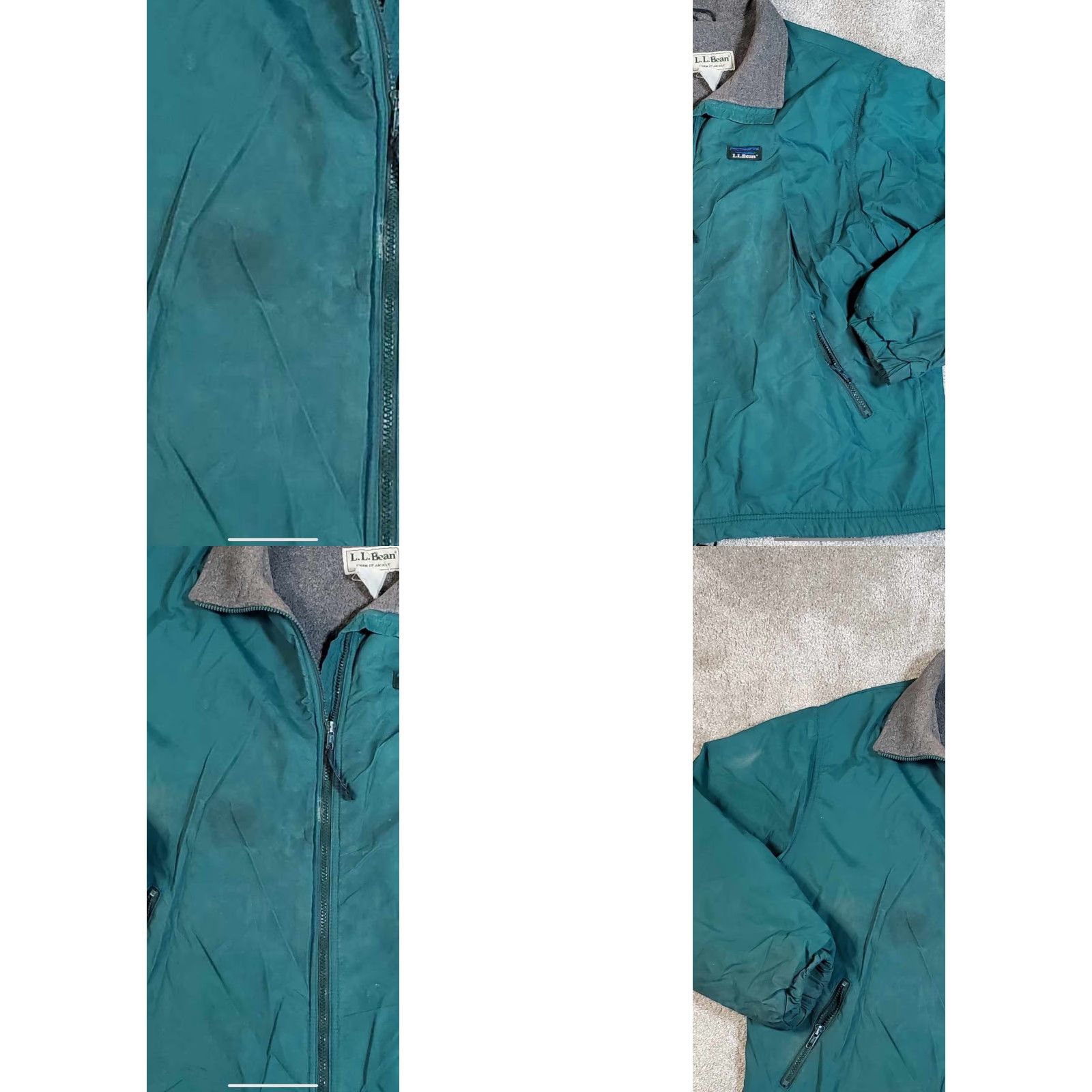 Vintage VINTAGE 90s L.L. Bean Bomber Jacket Teal Blue Fleece Lined Full Zip Distressed Mens Size L Size US L / EU 52-54 / 3 - 10 Thumbnail