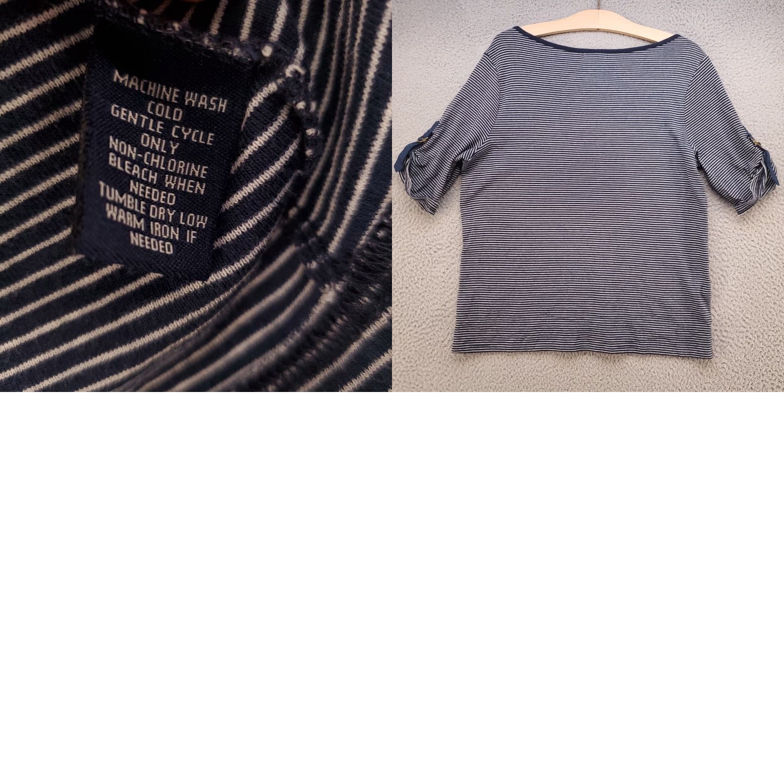 Chaps Chaps Womens Blouse 1X Size Plus Blue Nautical Striped Roll Tab Sleeve Short Sleeve Buckle Accent Size XL / US 12-14 / IT 48-50 - 8 Thumbnail