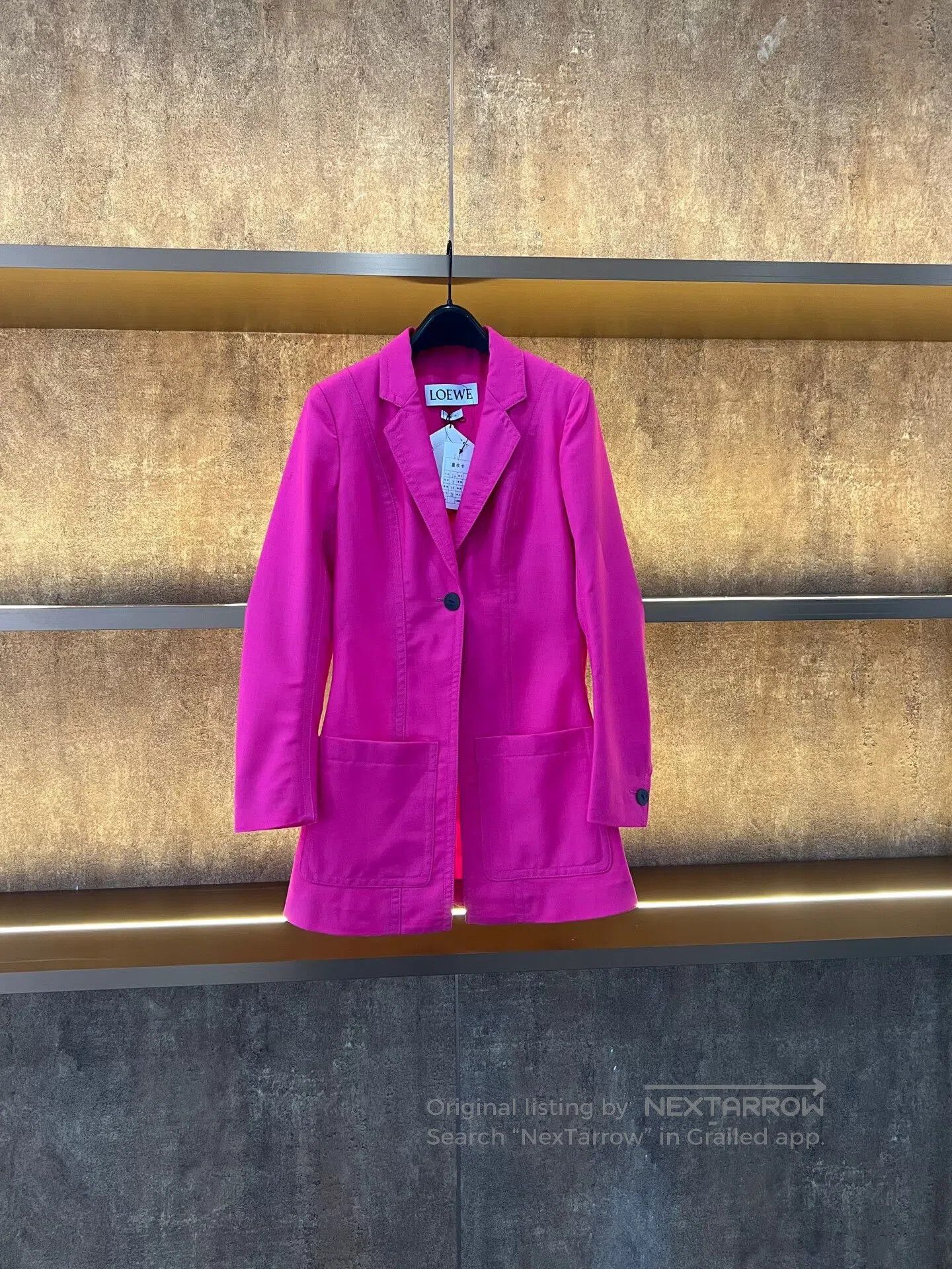 Loewe Loewe Pink Back Lotus Waist-Cinched Blazer| Size 4XL / US 24-26 - 1 Thumbnail