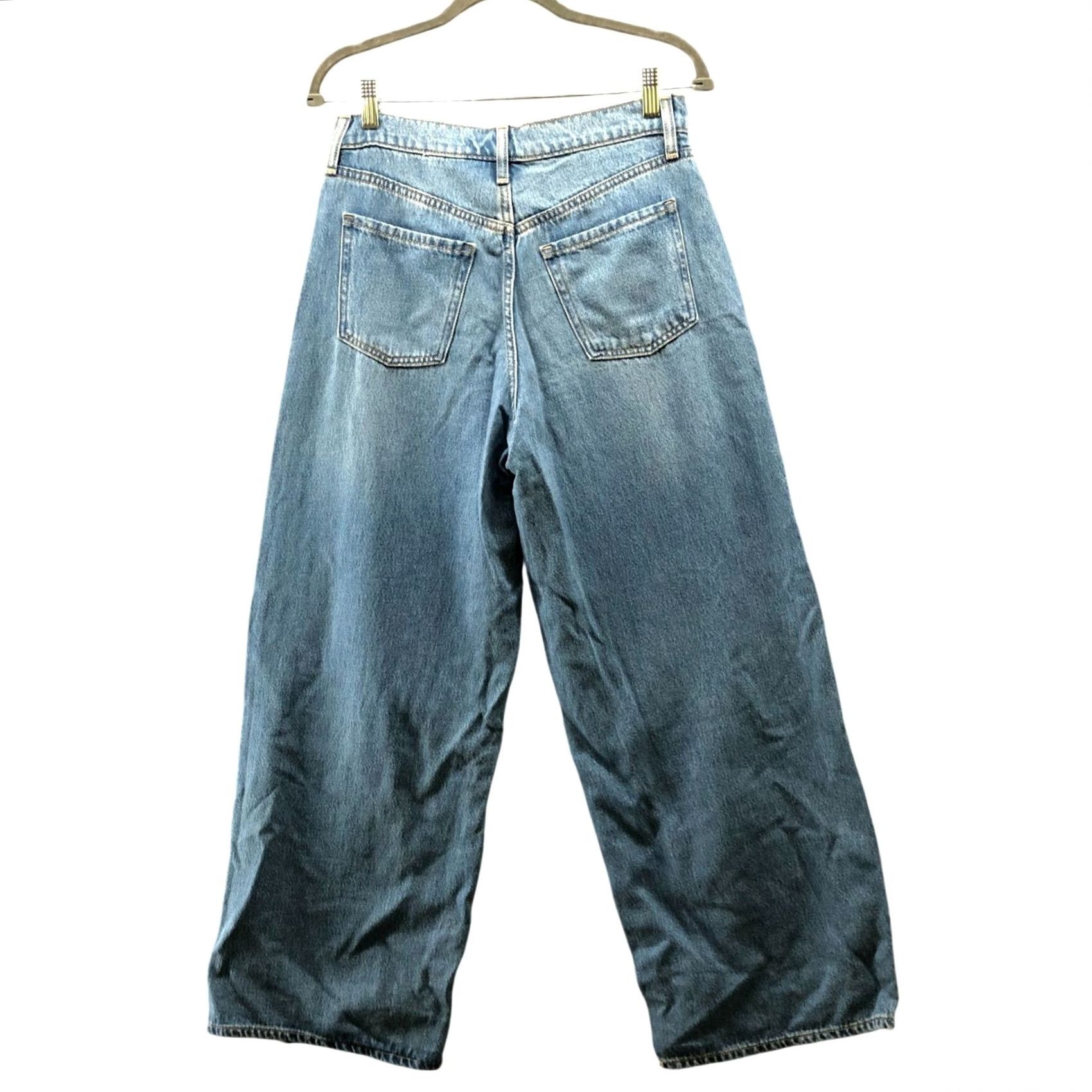 Old Navy Old Navy Jeans Womens 4 Blue Drapey Denim Baggy Wide Leg High Waisted Lyocell Jeans Women 4 Blue Wide-Leg Denim N/A Size 27" / US 4 / IT 40 - 2 Thumbnail