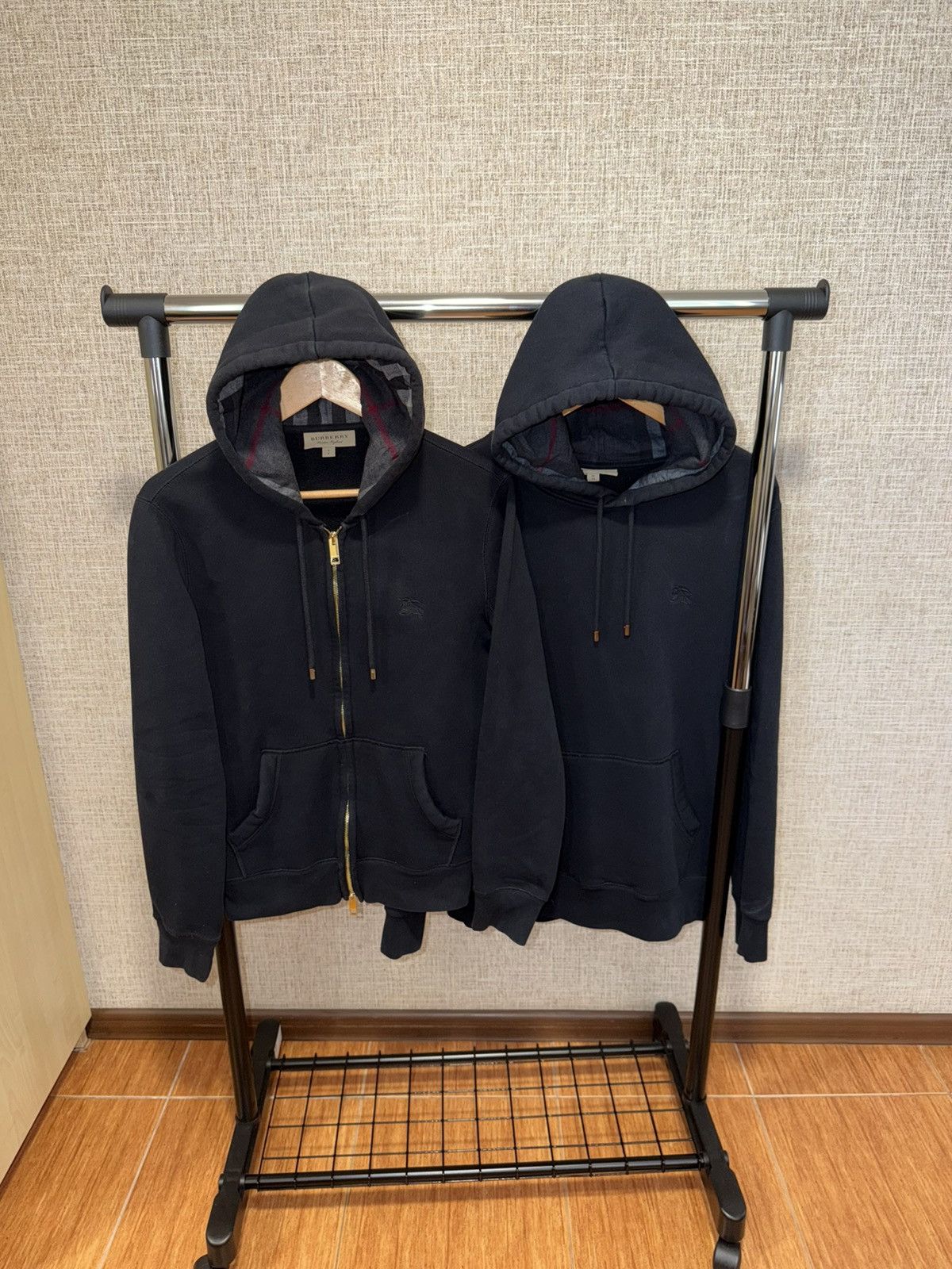 BURBERRY BLACK CHECKED HOOD ZIP HOODIE