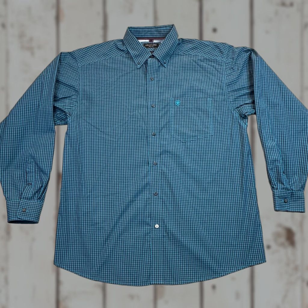 Ariat Ariat Pro Series Mens XL Gingham Western Cowboy Button Down Long Sleeve Shirt Size US XL / EU 56 / 4 - 1 Thumbnail