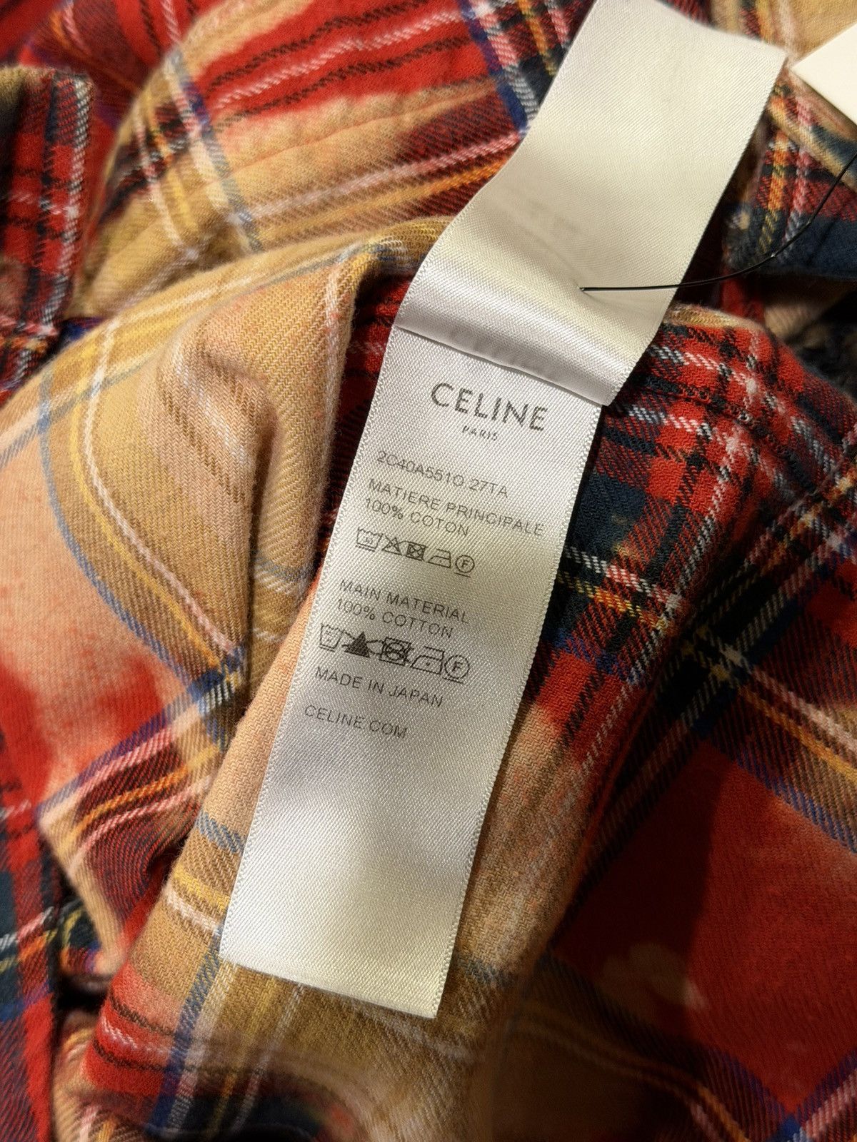 Celine Celine x Hedi FW23 Bleached Tartan Plaid Red Flannel Shirt Size US XL / EU 56 / 4 - 15 Thumbnail