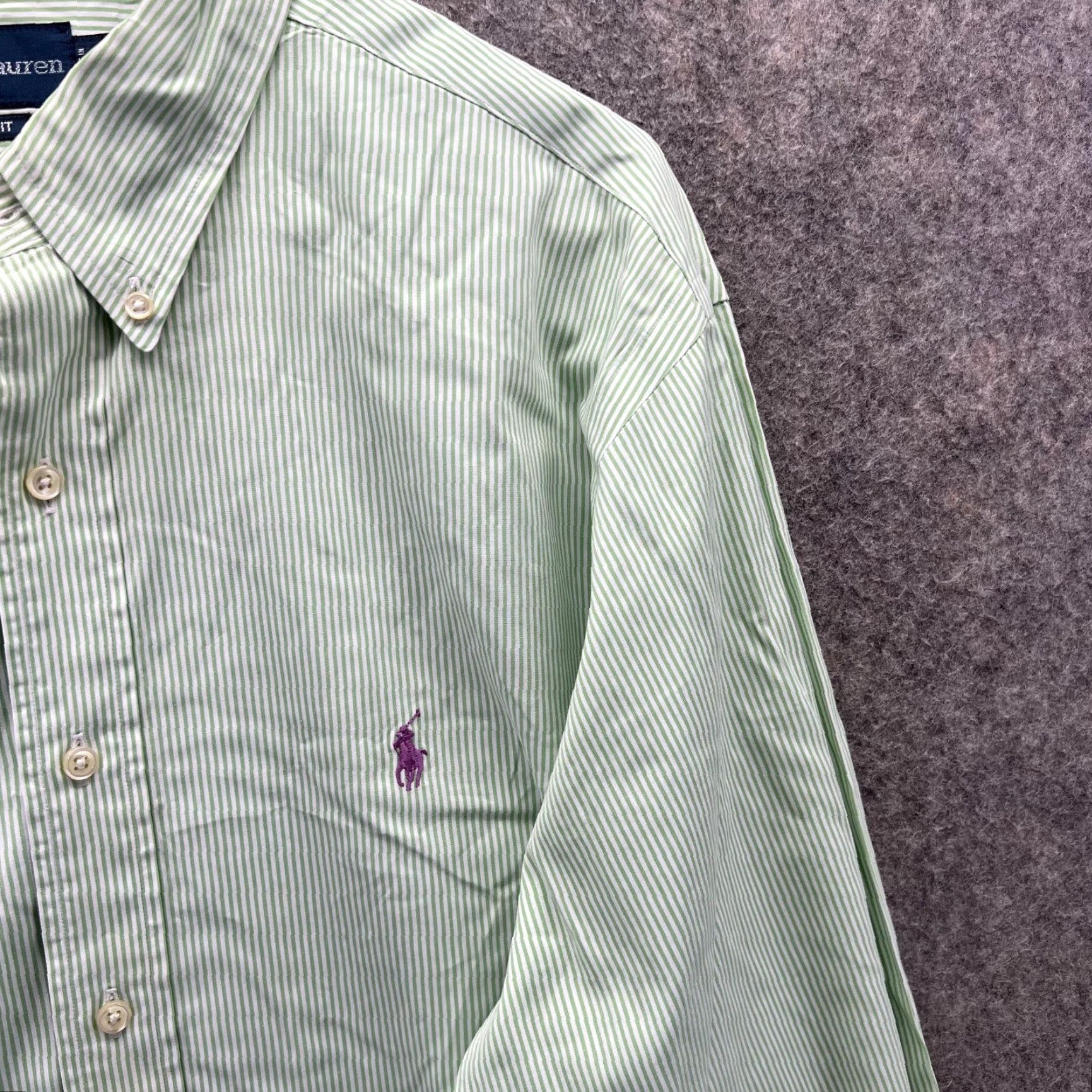 Ralph Lauren Ralph Lauren Shirt Men 17.5 34/35 Green Striped Button-Down Polo Casual Preppy Vintage Size US XXL / EU 58 / 5 - 4 Thumbnail