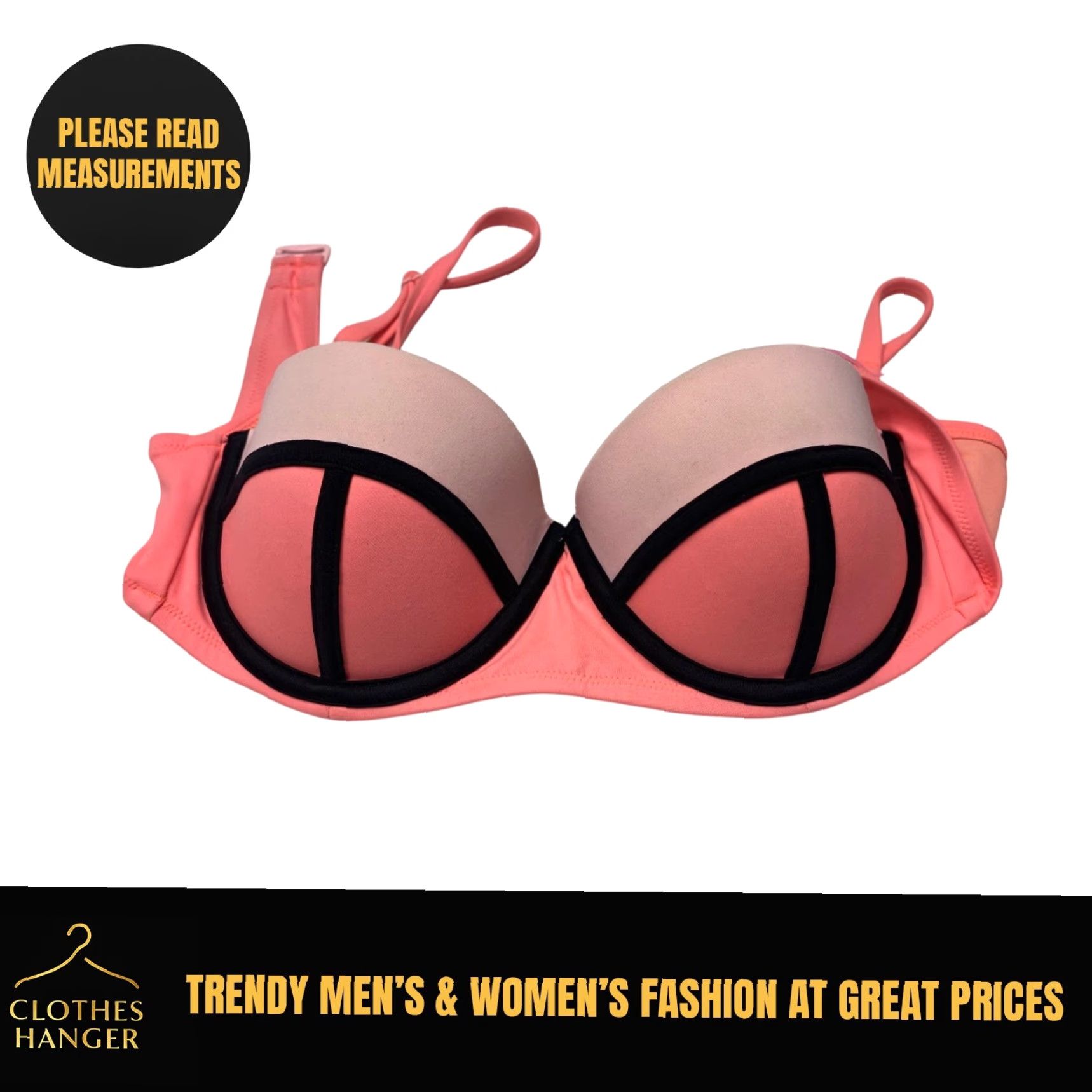 Victoria's Secret Victoria's Secret Bra 36C Push Up Padded Pink Black Trim 7761 - Women, Underwired, Lace, Solid, Nylon Blend, Hand Wash Only Size ONE SIZE - 2 Thumbnail