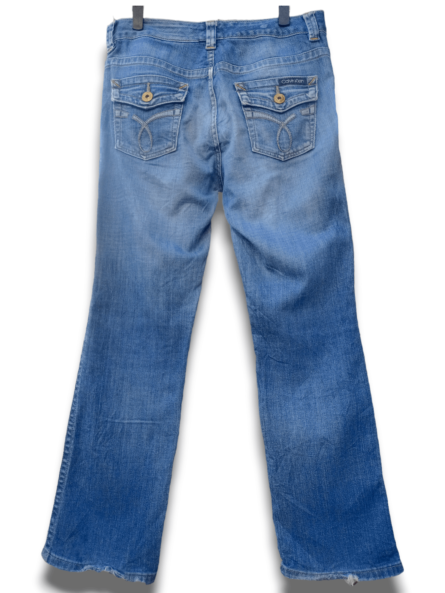 Calvin Klein Vintage Calvin Klein Blue Wah Distressed Flare Jeans 32x30 Size US 32 / EU 48 - 2 Thumbnail