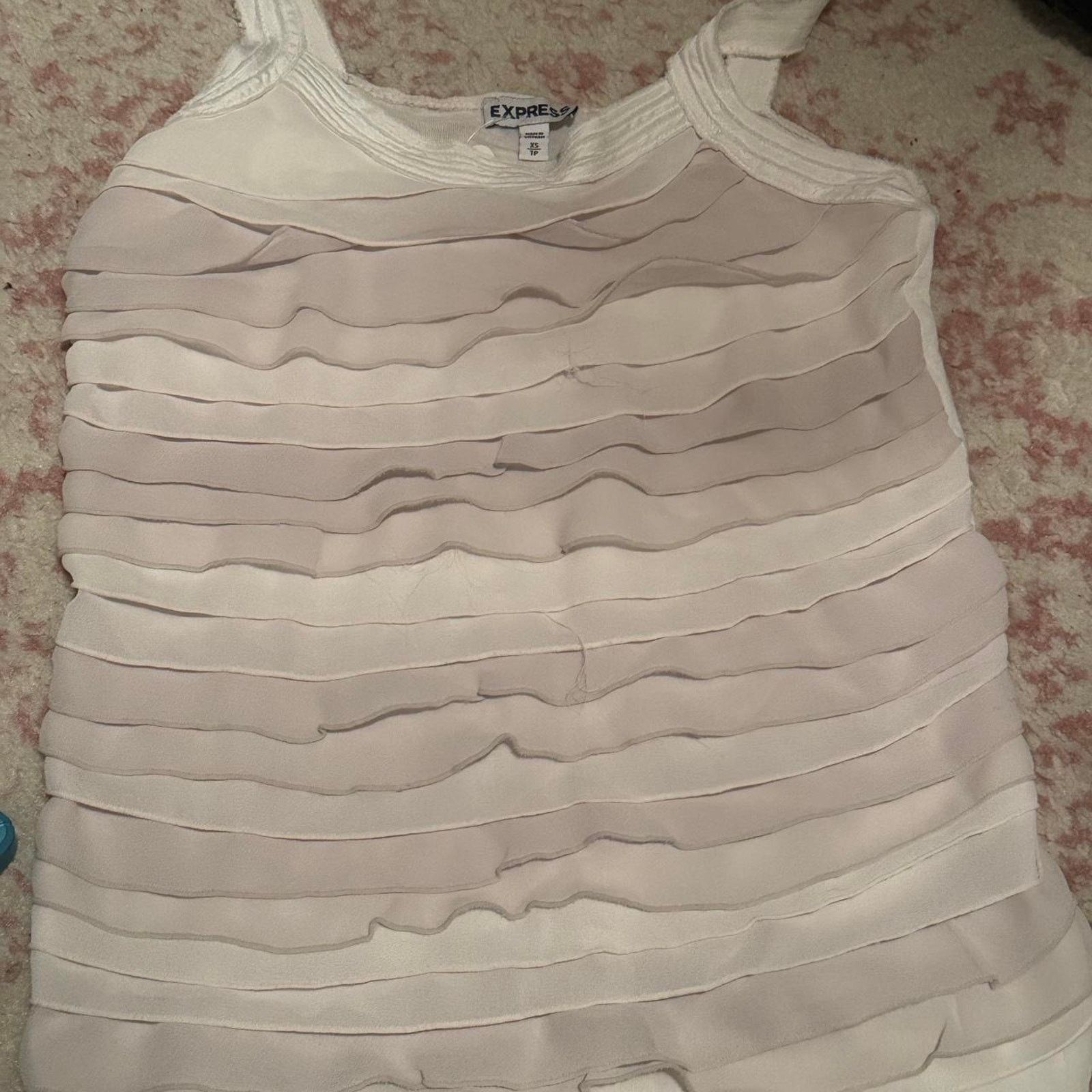 Express Pastel pink mauve and white silk ruffle tank top Size XS / US 0-2 / IT 36-38 - 4 Thumbnail