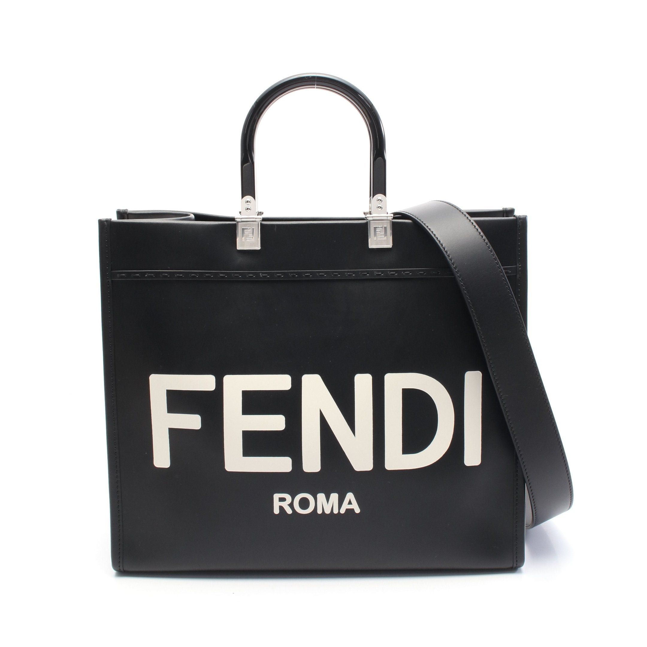 Fendi Fendi Sunshine Medium Handbag Tote Bag Leather Black Size ONE SIZE - 1 Thumbnail