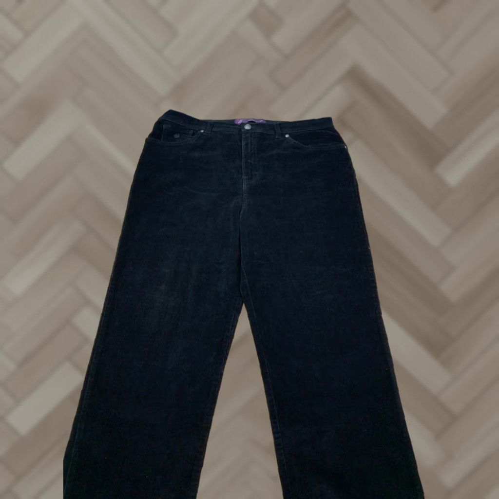 Gloria Vanderbilt Gloria Vanderbilt Pants Womens 14 Black Corduroy Chino Straight 10441 Casual Size 36" / US 14 / IT 50 - 1 Thumbnail