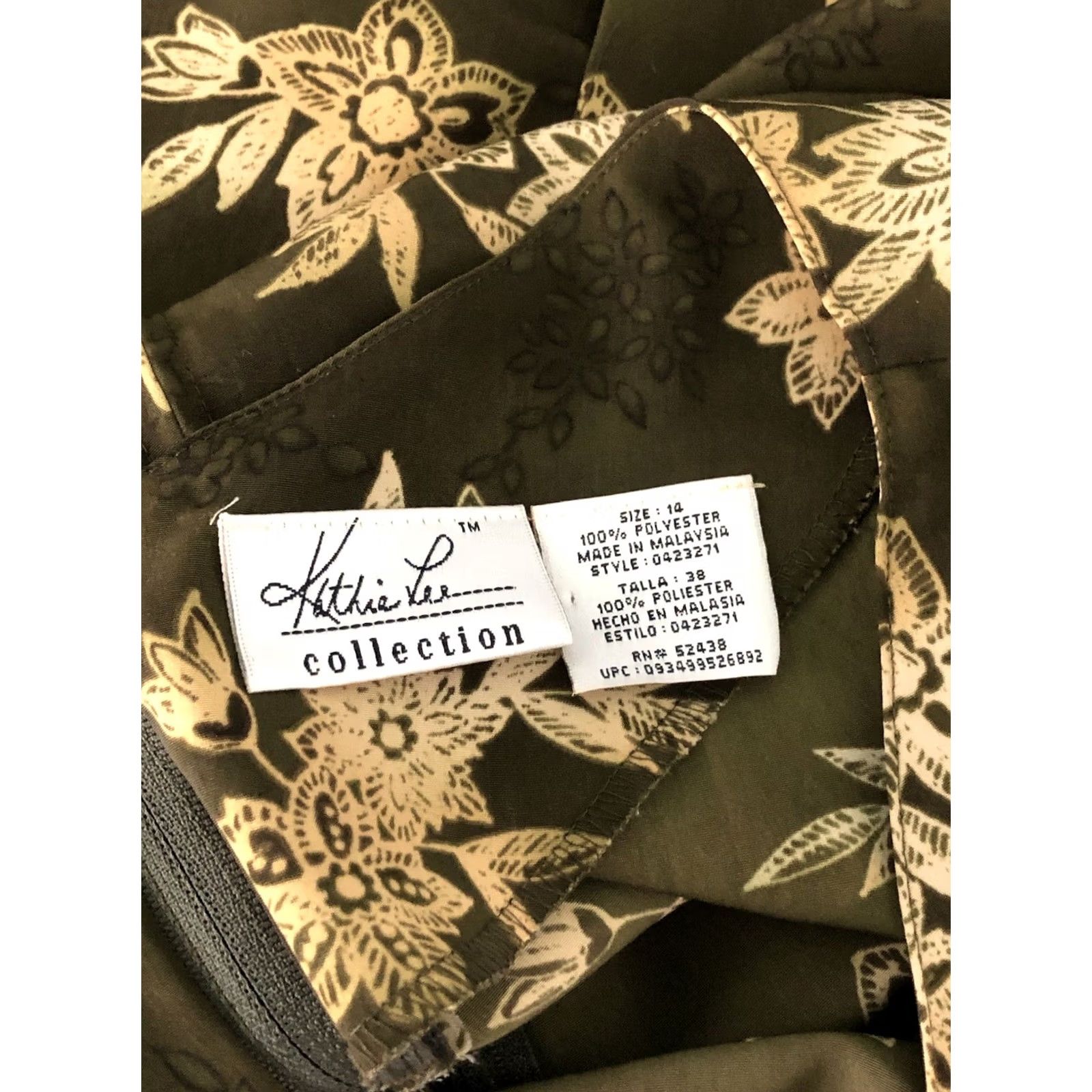 Vintage VINTAGE Kathie Lee Dress Sleeveless Green Floral V-Neck Knee Length 14 Boho 90s Y2K Women’s Size XL / US 12-14 / IT 48-50 - 4 Thumbnail