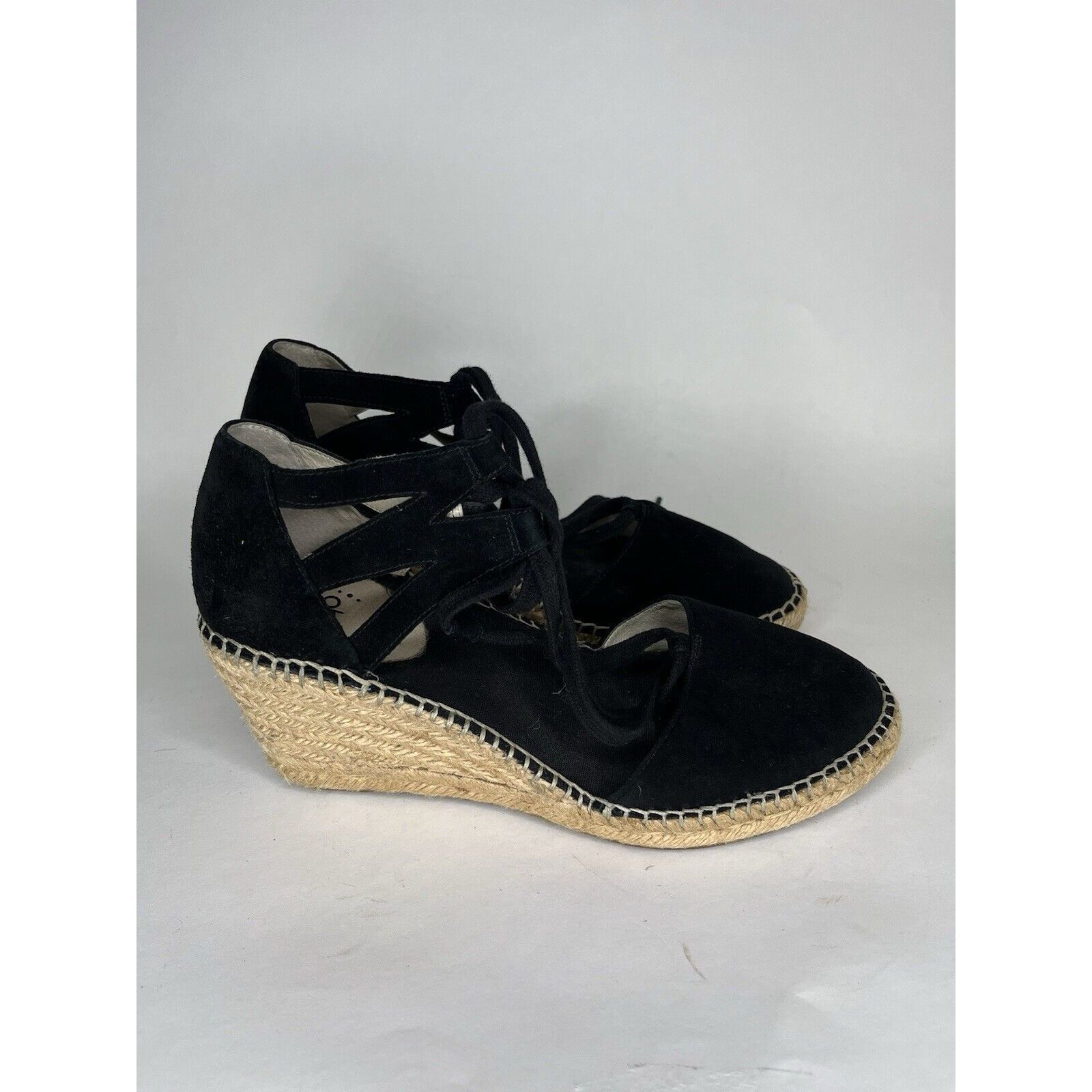 Other Abeo Black Suede Leather Lace Up Espadrilles Wedges Sandals Size US 9 / IT 39 - 1 Thumbnail
