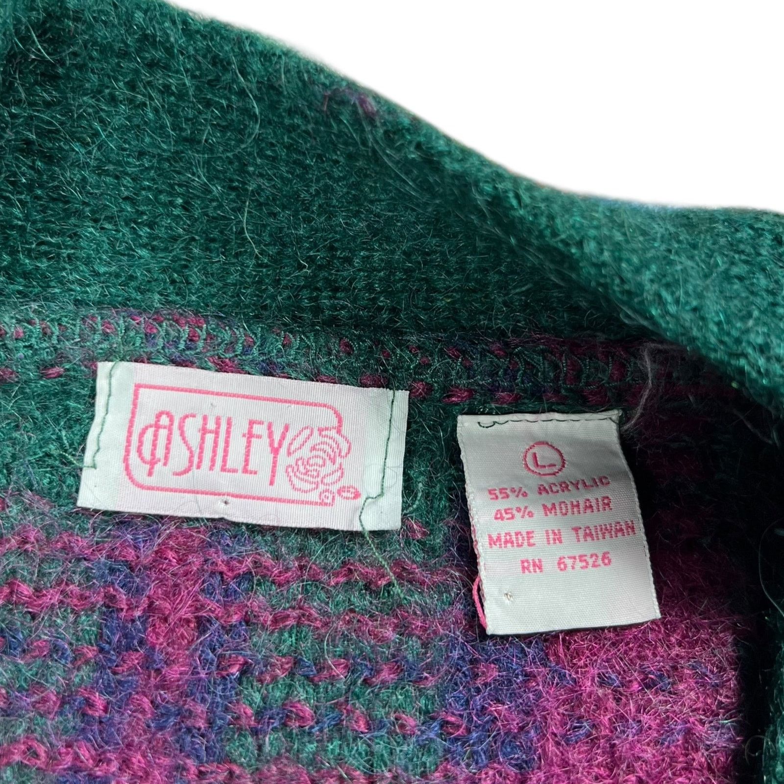 Vintage Vintage 90s Mohair plaid women’s cardigan sweater (L) Size L / US 10 / IT 46 - 6 Thumbnail