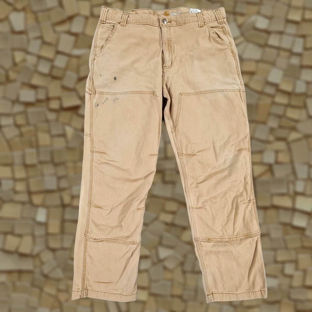 Carhartt VINTAGE Carhartt Mens Trousers Carpenter Beige W38 L30 Relaxed Fit Double Knee Work Pants 102802 Size US 38 / EU 54 - 1 Thumbnail