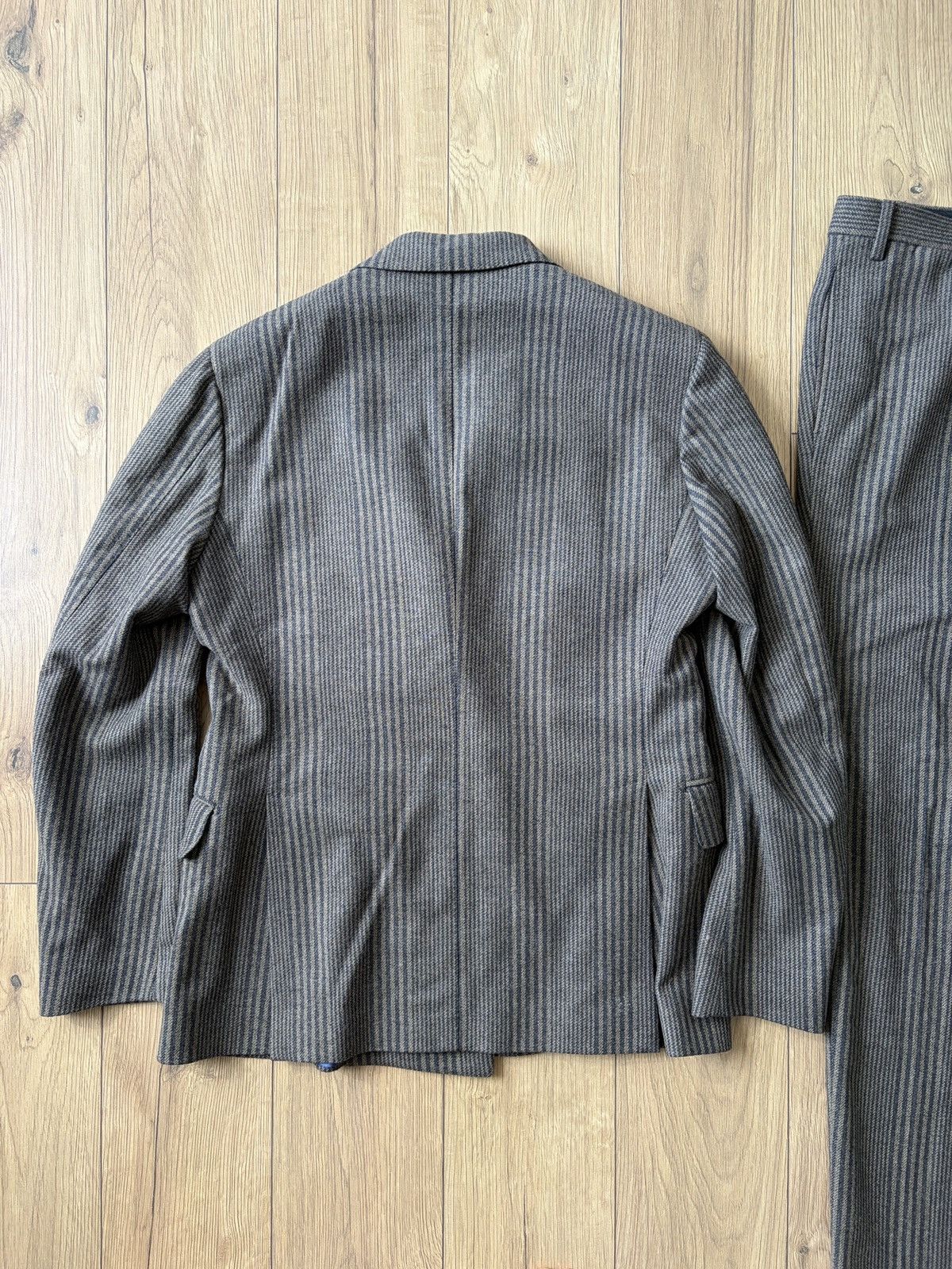 Lardini Gabriele Pasini Striped Brown/Gray Double Breasted Suit Size 48R - 11 Thumbnail