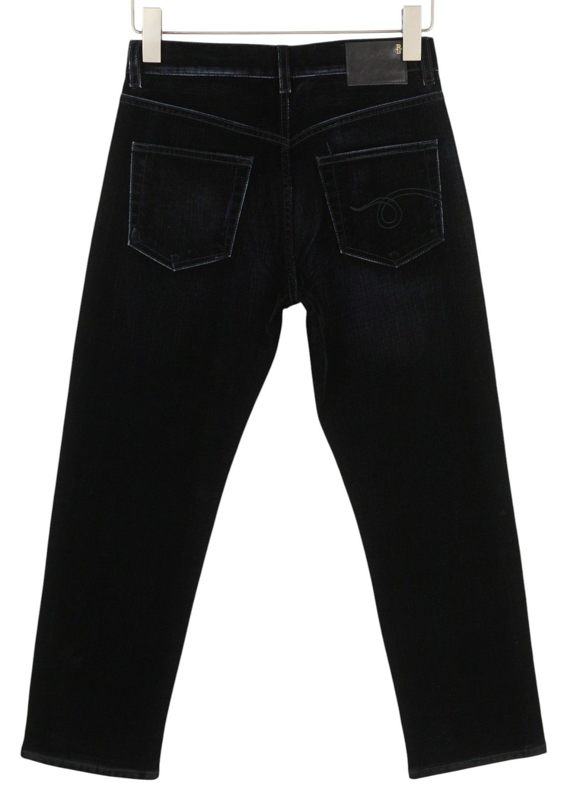 R13 ROMEO 24 Flocked Black Velvet Cropped Low Rise Dark 86244 Size 24" / US 00 / IT 34 - 4 Thumbnail