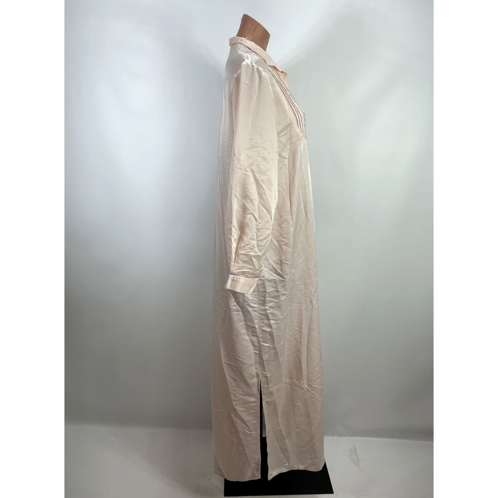 Vintage Vintage Eve Stillman Nightgown Womens Large Pink Satin Embroidered Lace Long Size ONE SIZE - 6 Thumbnail