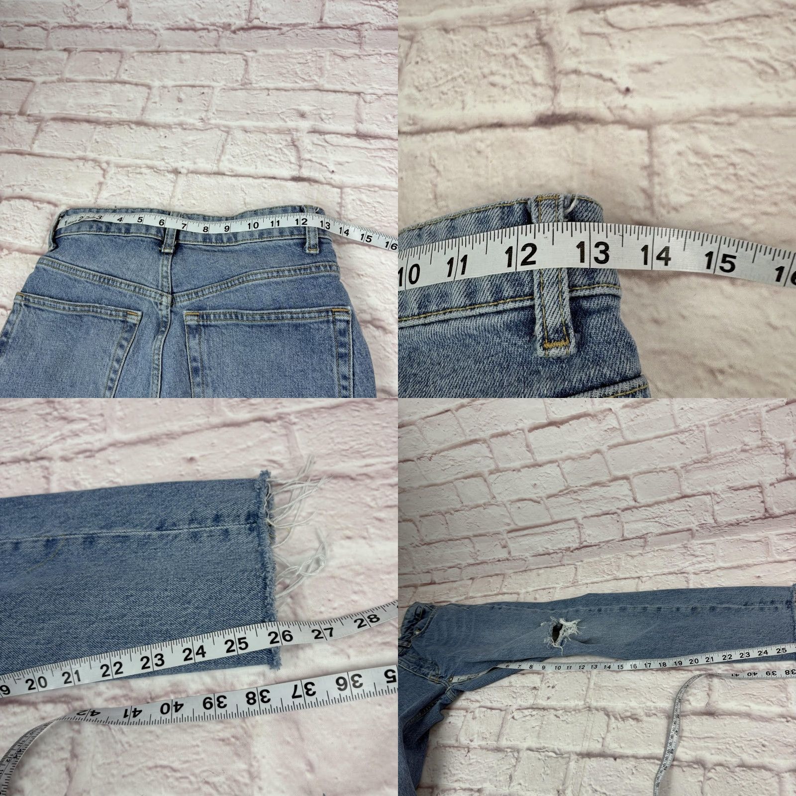 Zara VINTAGE Zara Jeans Womens 4 Blue Mid Rise Straight Distressed Crop Raw Hem 26x26 Denim Size 27" / US 4 / IT 40 - 8 Thumbnail