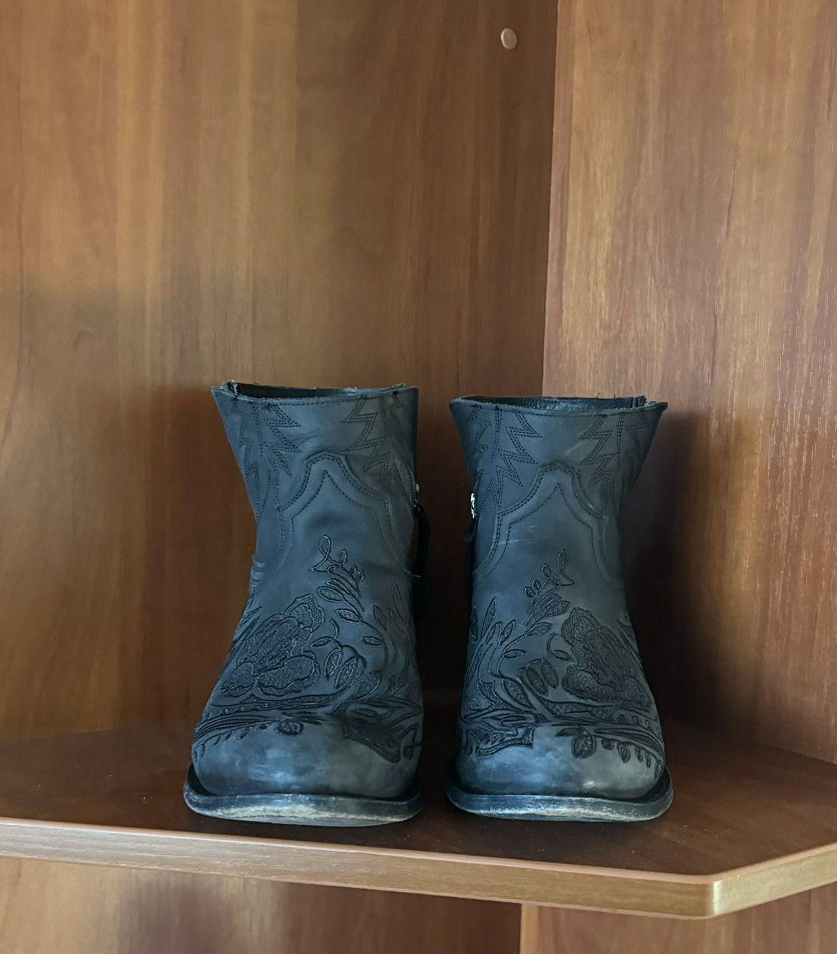 Sendra × Vintage Sendra 39 Wmns black leather cowboy boots hi top Size US 9 / IT 39 - 12 Thumbnail