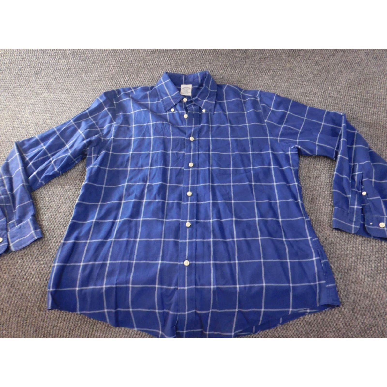 Brooks Brothers Brooks Brothers Mens Shirt L Blue 1818 Regent Button-Down Plaid Cotton Knit Long Sleeve Collared Regular Classic Polo Vintage: No Size US L / EU 52-54 / 3 - 2 Thumbnail