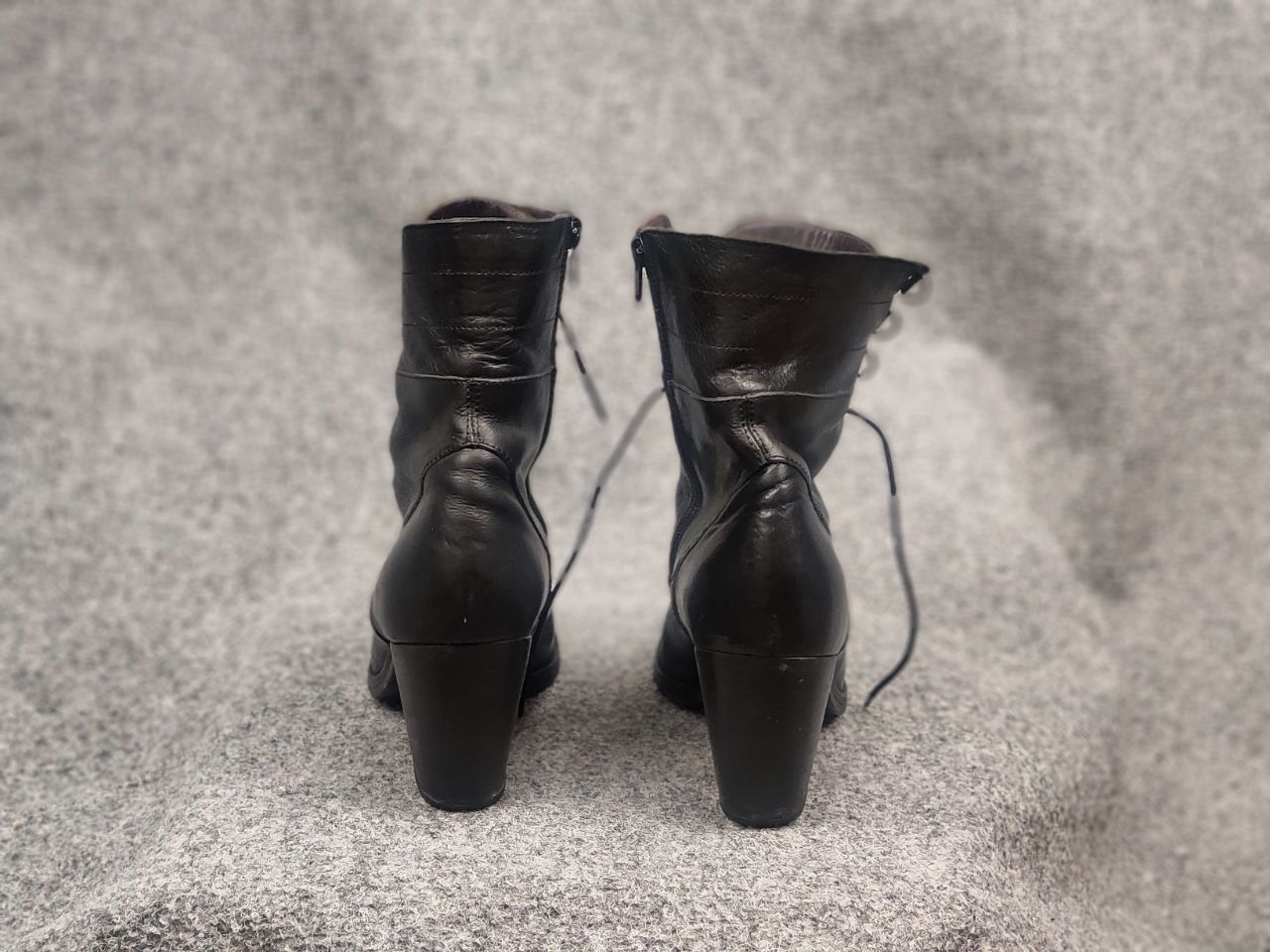 MoMA Moma Design Lace up zip Black leather Ankle heeled Boots Size US 10 / IT 40 - 9 Thumbnail