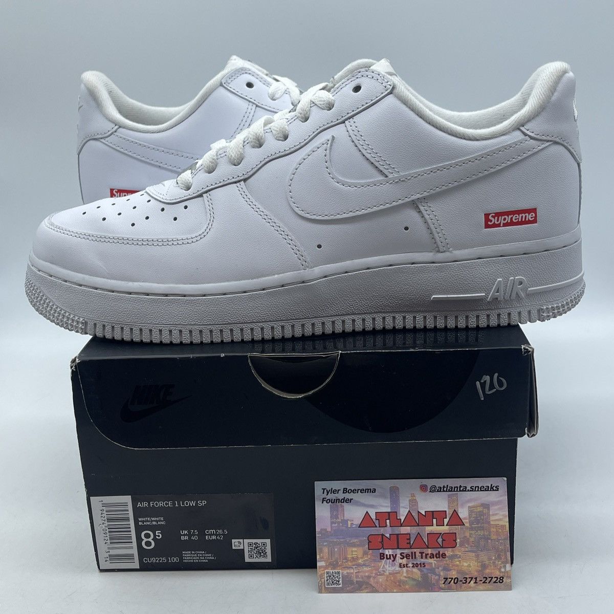 Supreme Supreme x air force 1 low box logo white Size US 8.5 / EU 41-42 - 1 Thumbnail