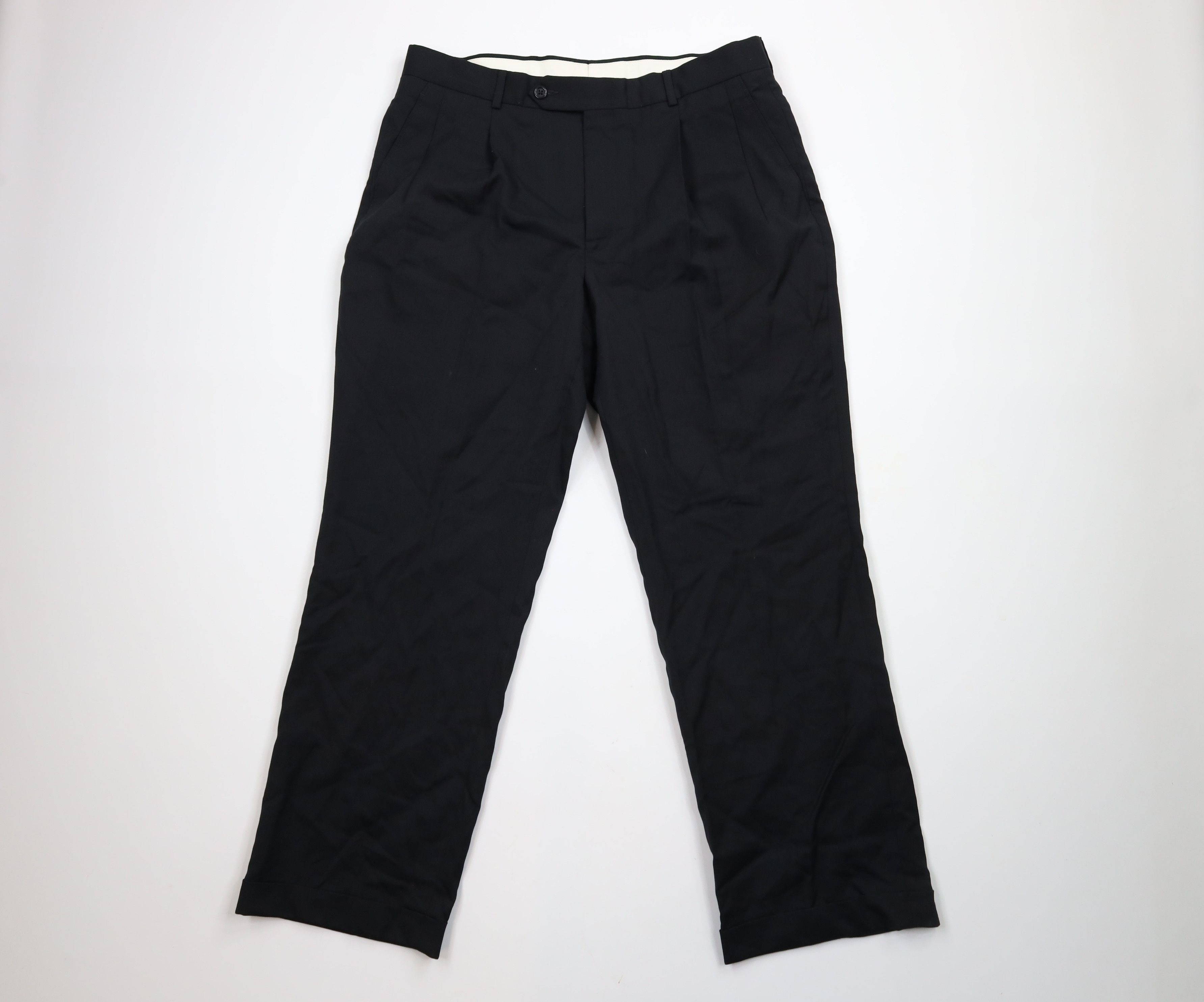 Vintage Vintage 90s Streetwear Pleated Cuffed Wide Leg Pants Black Size US 36 / EU 52 - 1 Thumbnail