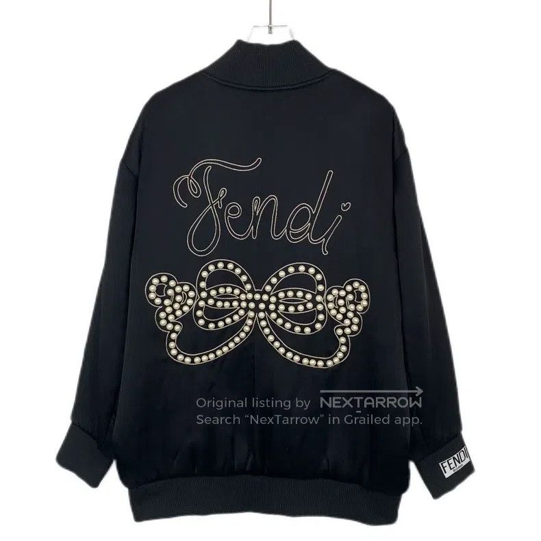 Fendi Fendi Black logo bow tie baseball jacket Size XS / US 0-2 / IT 36-38 - 2 Thumbnail
