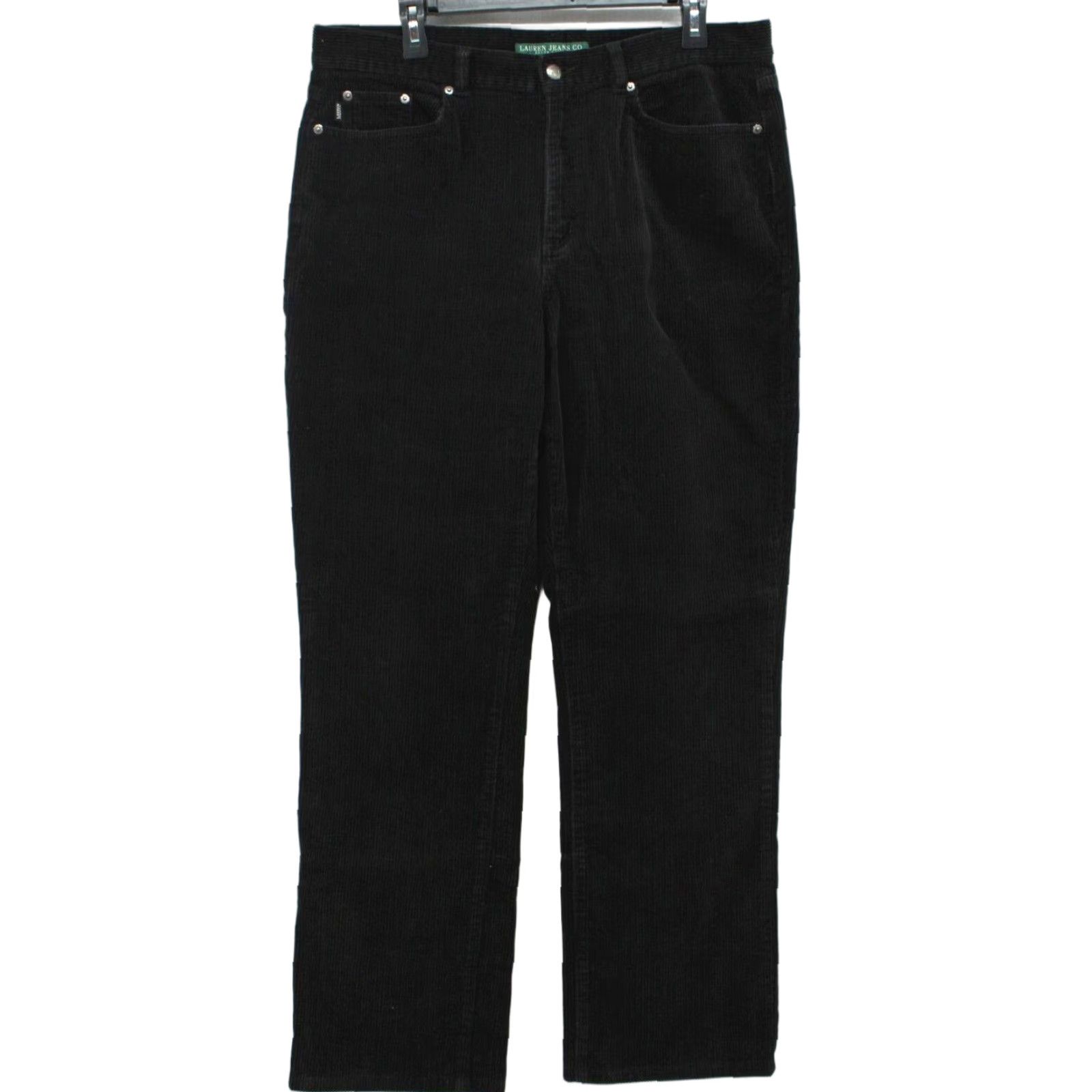 Ralph Lauren LAUREN RALPH LAUREN Women Black Corduroy Straight Leg Pants Preppy Size 14 36x31 Clothing Pants Size 36" / US 14 / IT 50 - 1 Thumbnail