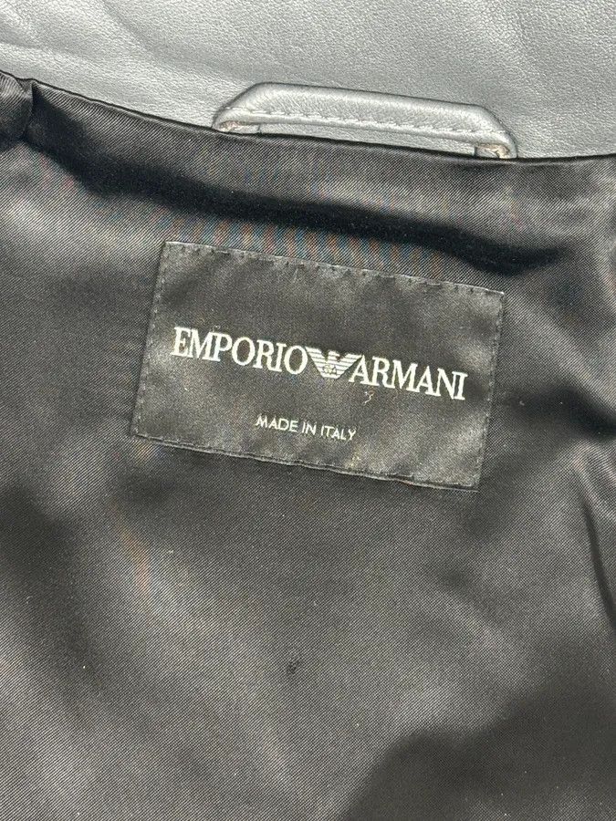 Emporio Armani SS2014 Emporio Armani Asymmetrical Petrol Grey Leather Jacket Size XS / US 0-2 / IT 36-38 - 12 Thumbnail